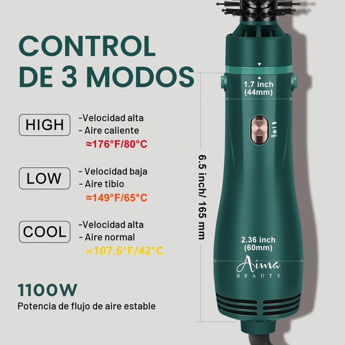 Cepillo para Polvo Aima Beauty Aire Caliente Cerámica 4 en 1