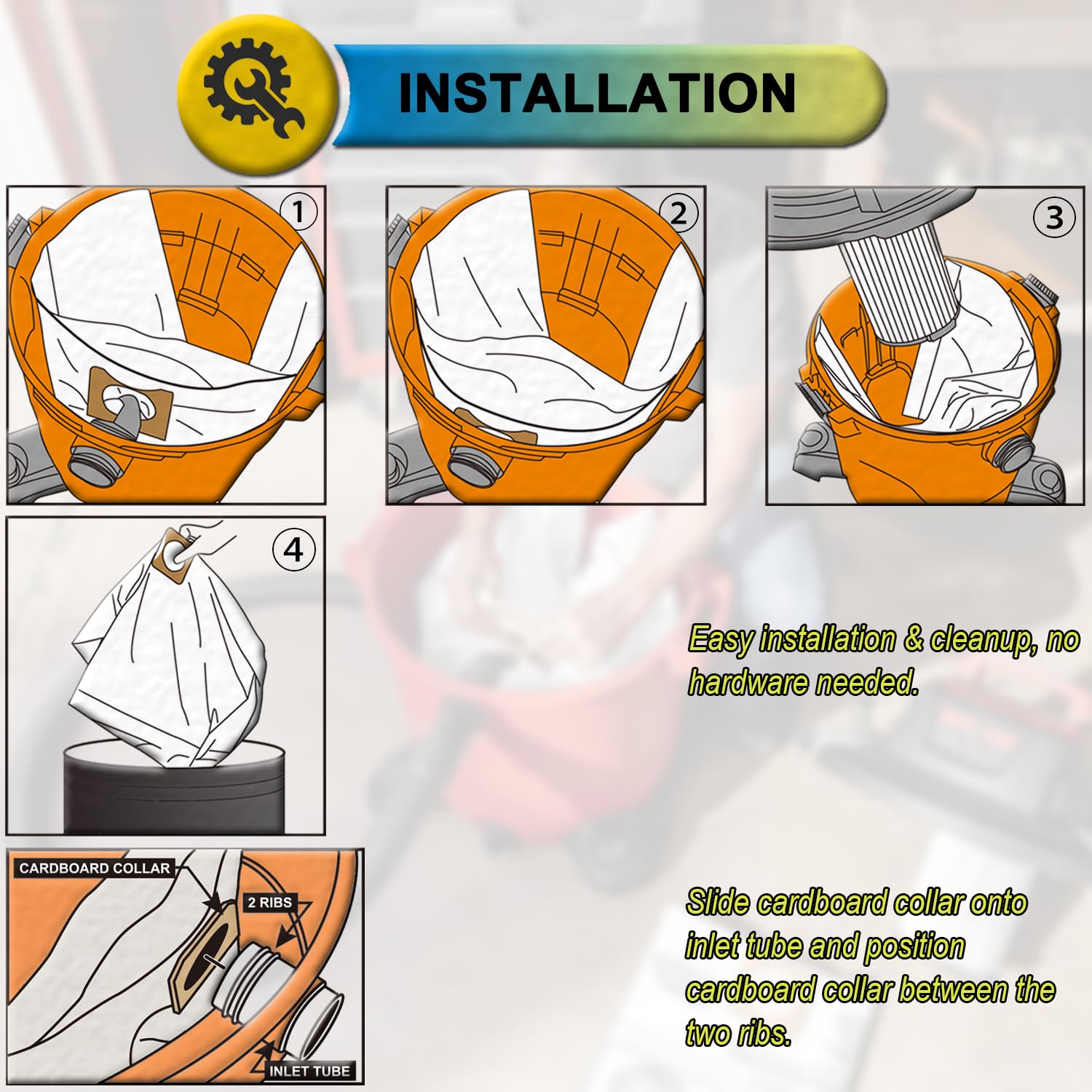 Puroom 3 bolsas de filtro de alta eficiencia para DeWalt de 6 a 10 galones y Vacmaster de 8 a 10 galones de aspiradora húmedo/seco – Parte # DeWalt DXVA19-4101 & VHBM