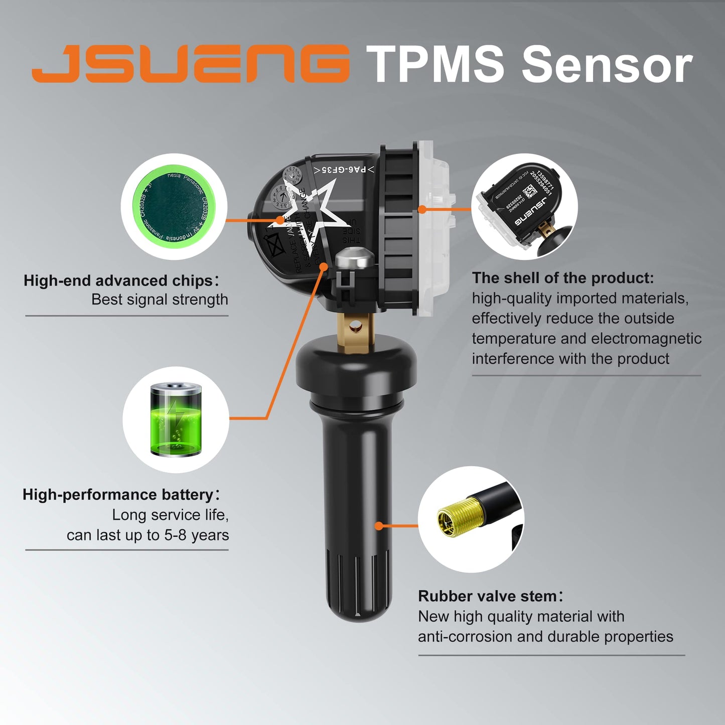 TPMS Sensor de Repuesto para Buick Cadillac Chevy GMC, Paquete de 4 sensores de Sistema de monitoreo de presión de neumáticos OEM #13598771 13586335 13581558 13598772