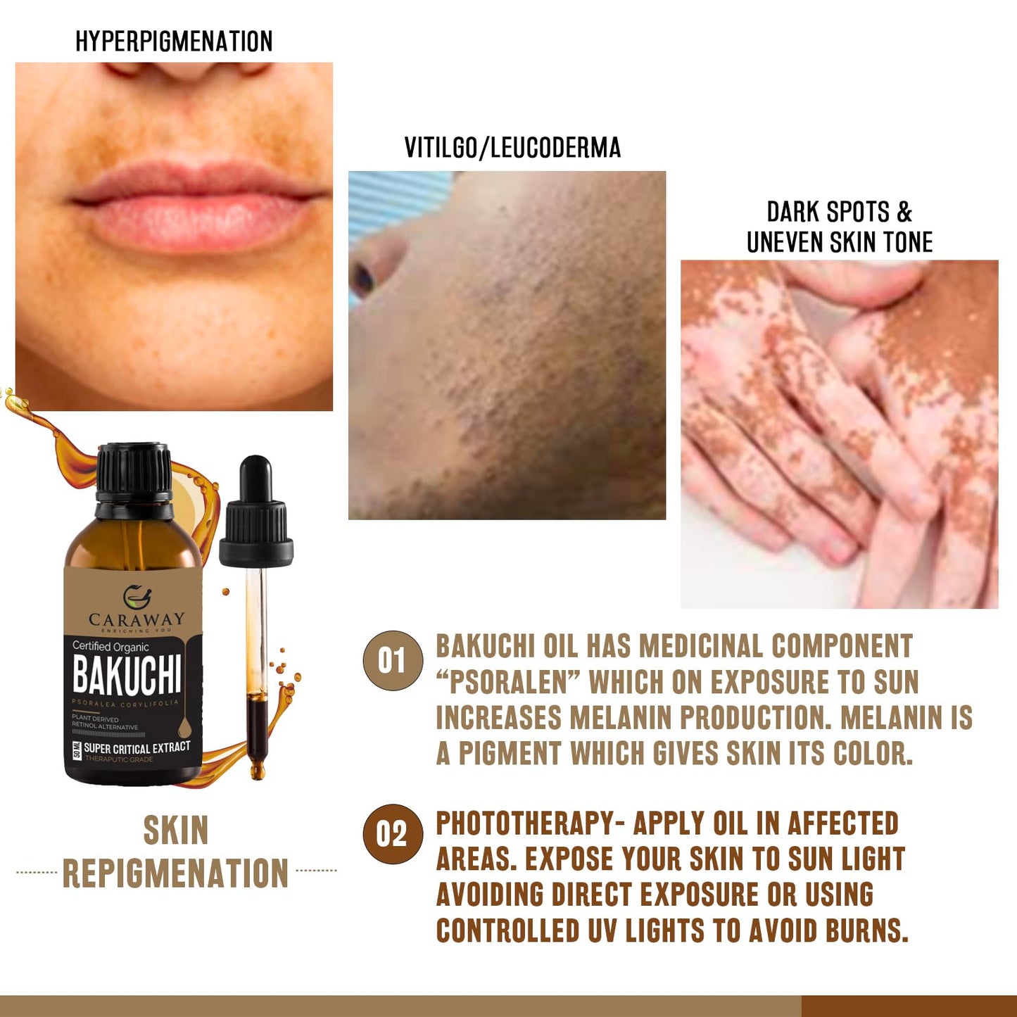 CARAWAY Aceite de Bakuchiol - 50 Ml | Extracto de Co2 Súper Crítico | Origen Indio