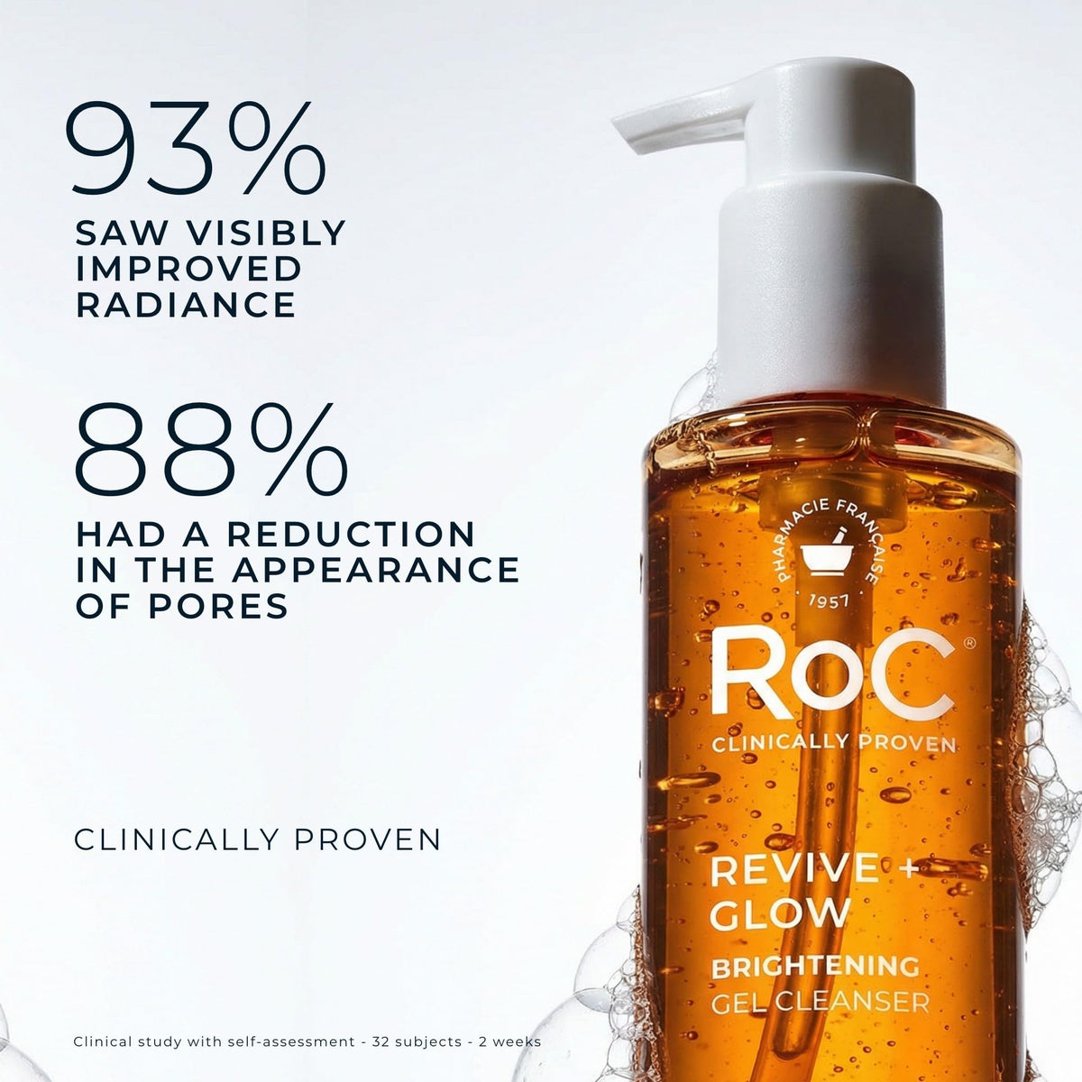 RoC Multi Correxion Revive + Limpiador facial en gel brillante con vitamina C y ácido glicólico, cuidado de la piel sin parabenos ni sulfatos, 6 onzas