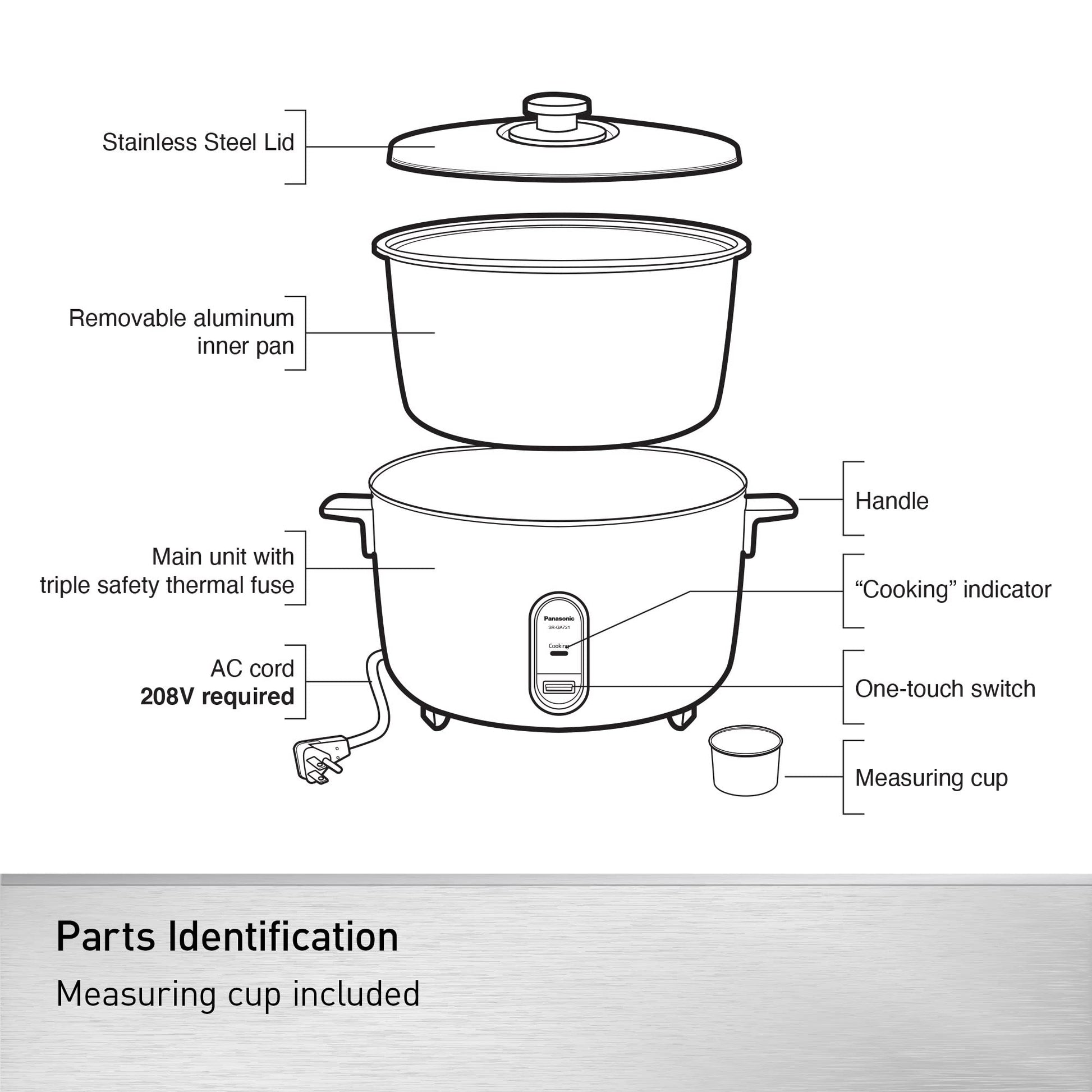 Olla de Arroz Comercial Panasonic Plata Capacidad Extra Grande 80 Tazas Cocinadas