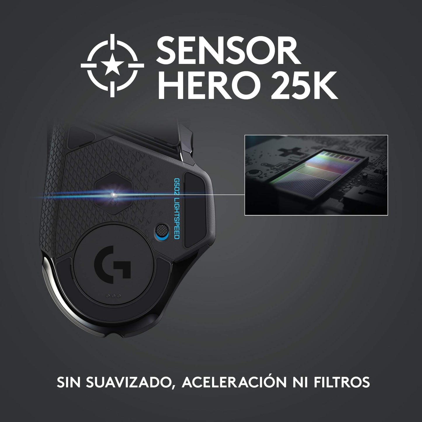 Logitech G502 LIGHTSPEED Mouse Gaming Inalámbrico, HERO 25K, 25,600 DPI, RGB, Peso Reducido, 11 Botones Programables, Batería Larga Duración, POWERPLAY-compatibile, PC, Negro - Windows
