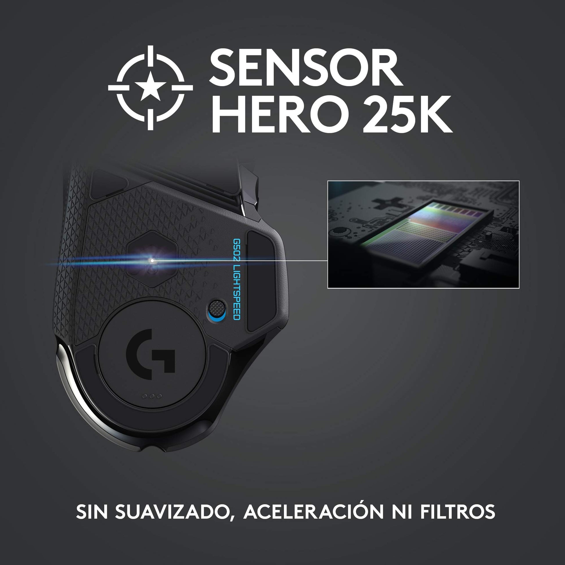 Logitech G502 LIGHTSPEED Mouse Gaming Inalámbrico, HERO 25K, 25,600 DPI, RGB, Peso Reducido, 11 Botones Programables, Batería Larga Duración, POWERPLAY-compatibile, PC, Negro - Windows