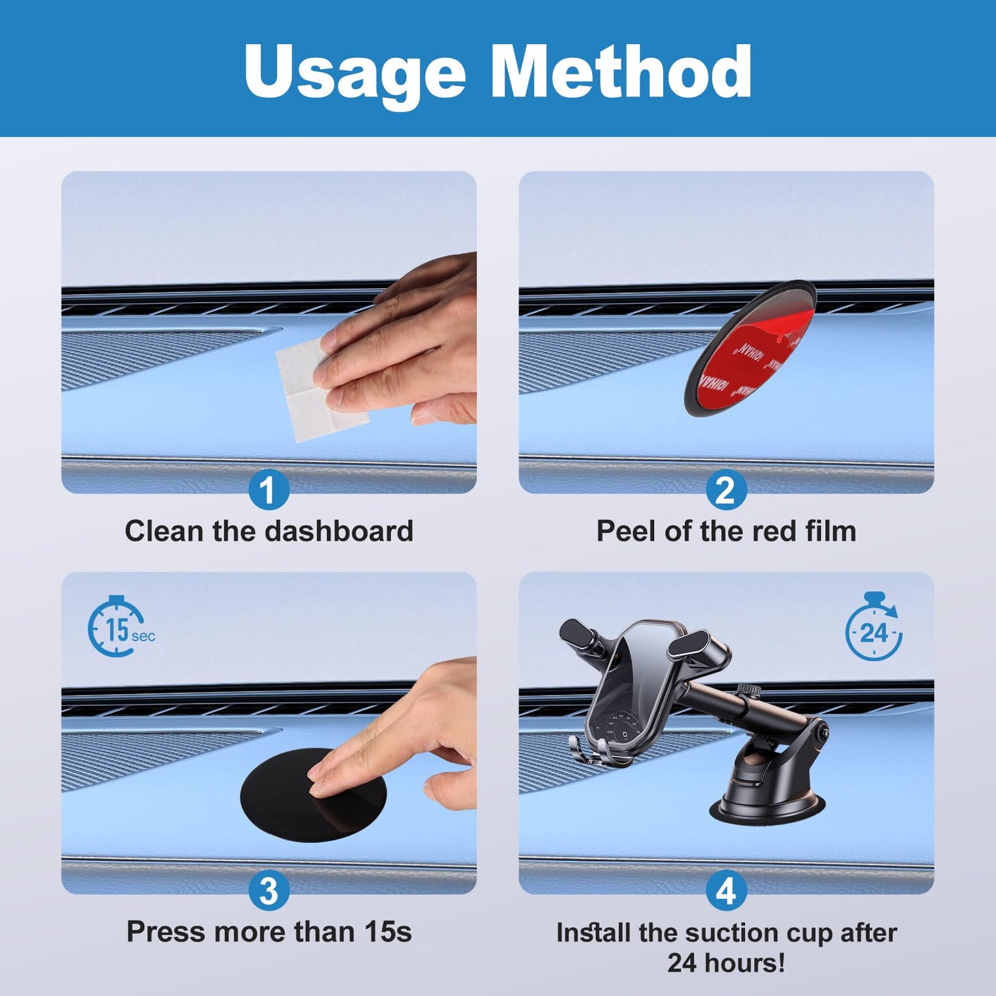 Disco de montaje calcomanía para tablero de instrumentos para montaje de teléfono con ventosa, disco calcomanía resistente al calor para soporte de teléfono celular de coche, 2 unidades de 73 mm (2.87