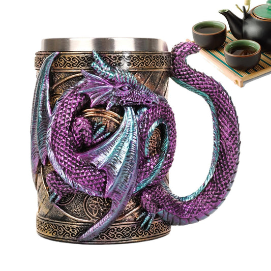 Taza Jarra de Cerveza Medieval con Dragón de Acero 568 ml