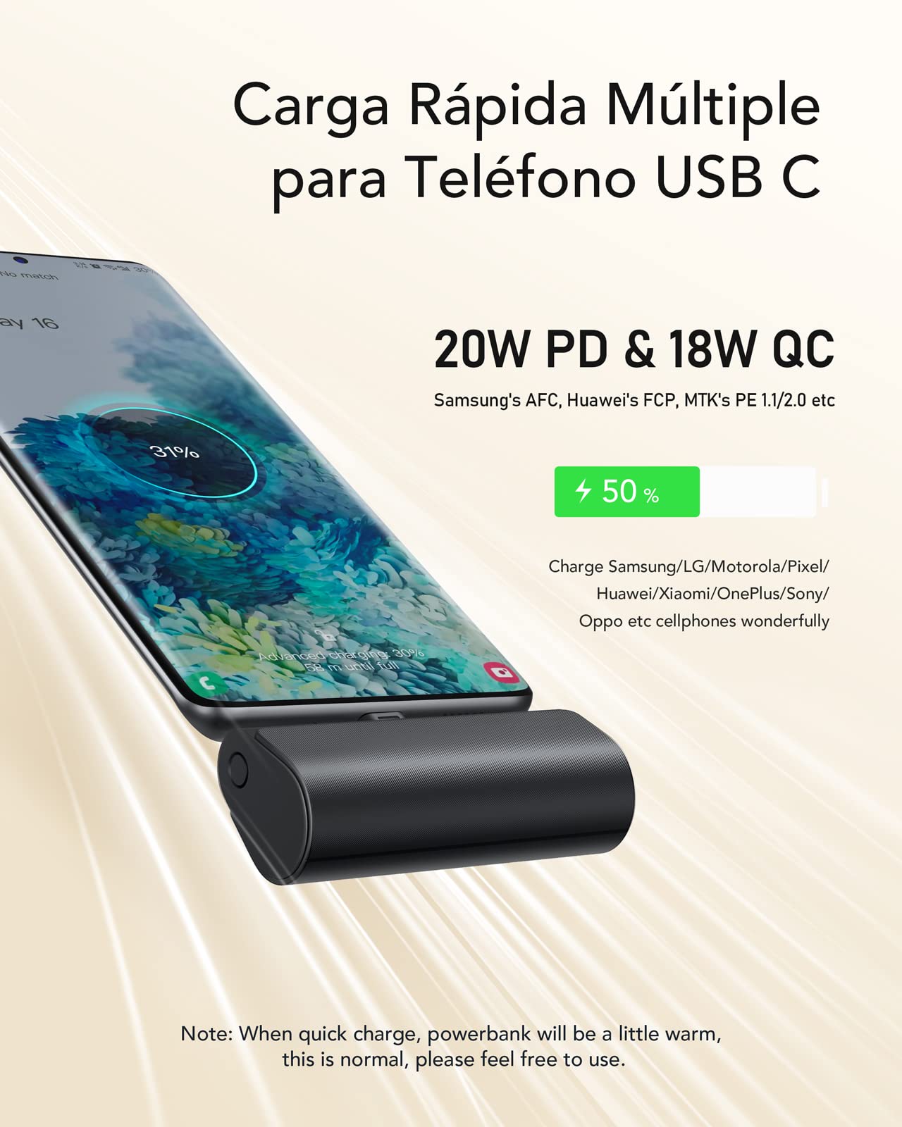Batería Portátil MOFIT Blanco Carga Rápida PD 20W 5000 mAh para Celulares