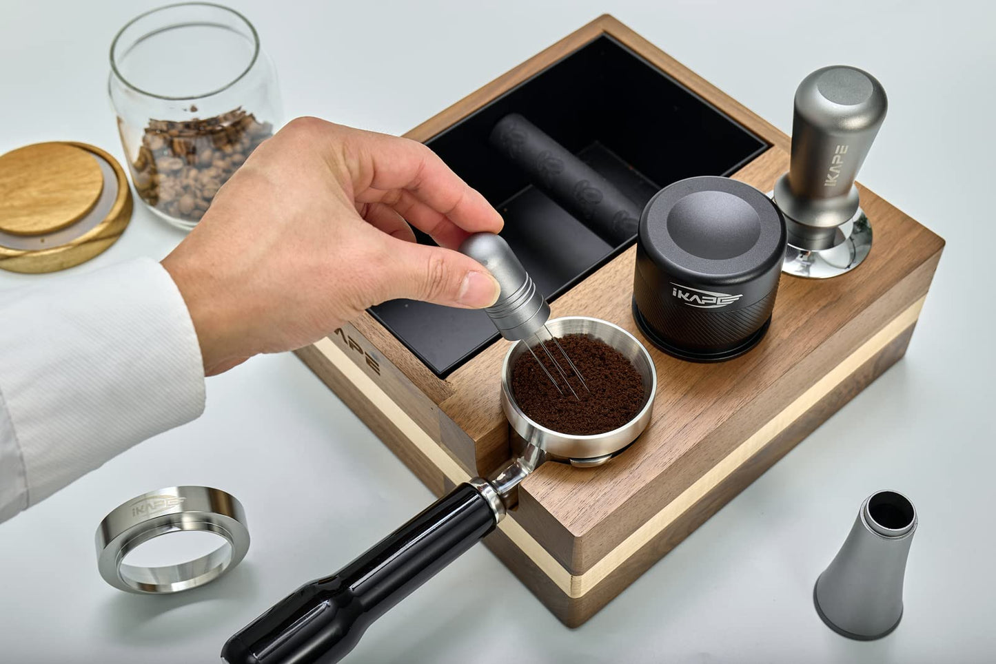 IKAPE Productos De Café, Embudo Dosificador De Espresso, Anillo Dosificador De Café De Acero Inoxidable Compatible Con Portafiltro Breville De 54 Mm 53Mm Plata