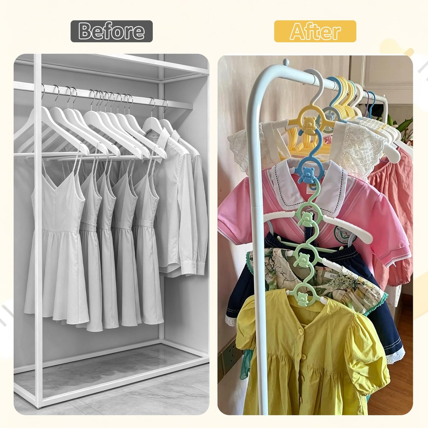JSF20 perchas de clóset para bebé, antideslizantes, ajustables, para ropa de recién nacido, percha de ropa infantil y niñas