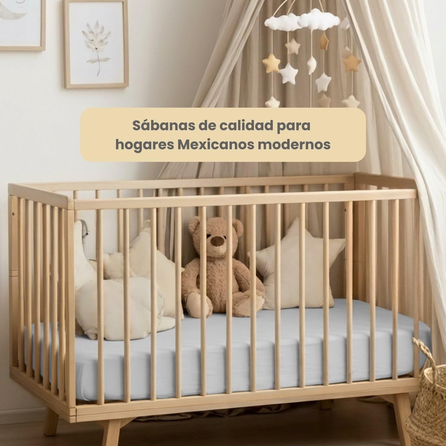 Wishes by Nap Juego de Sábanas para Cama Cuna 95x140cm, Bebé - 3 Piezas - Suaves Gris Unisex