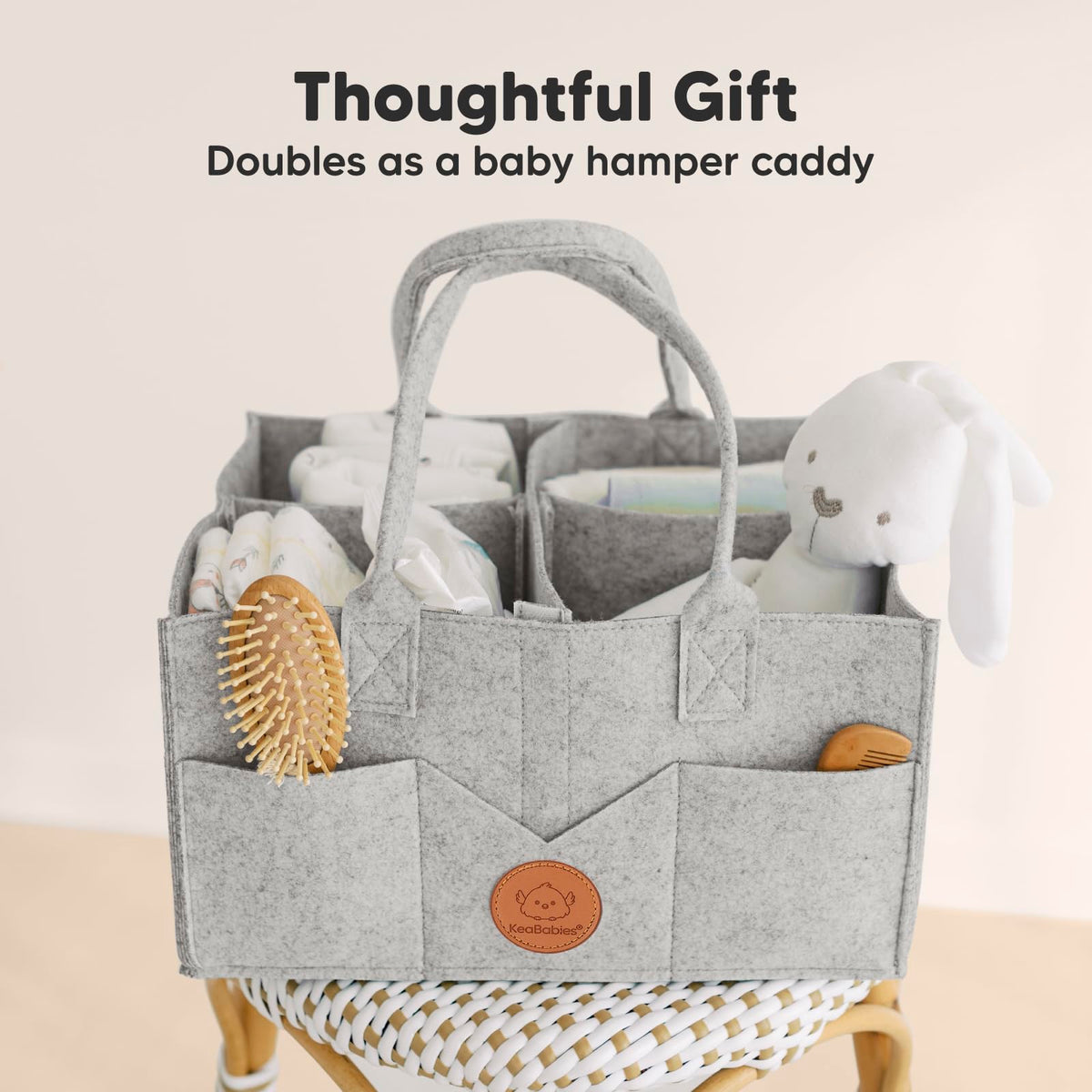 KeaBabies Organizador de pañales para bebé con asa, portátil (gris clásico)