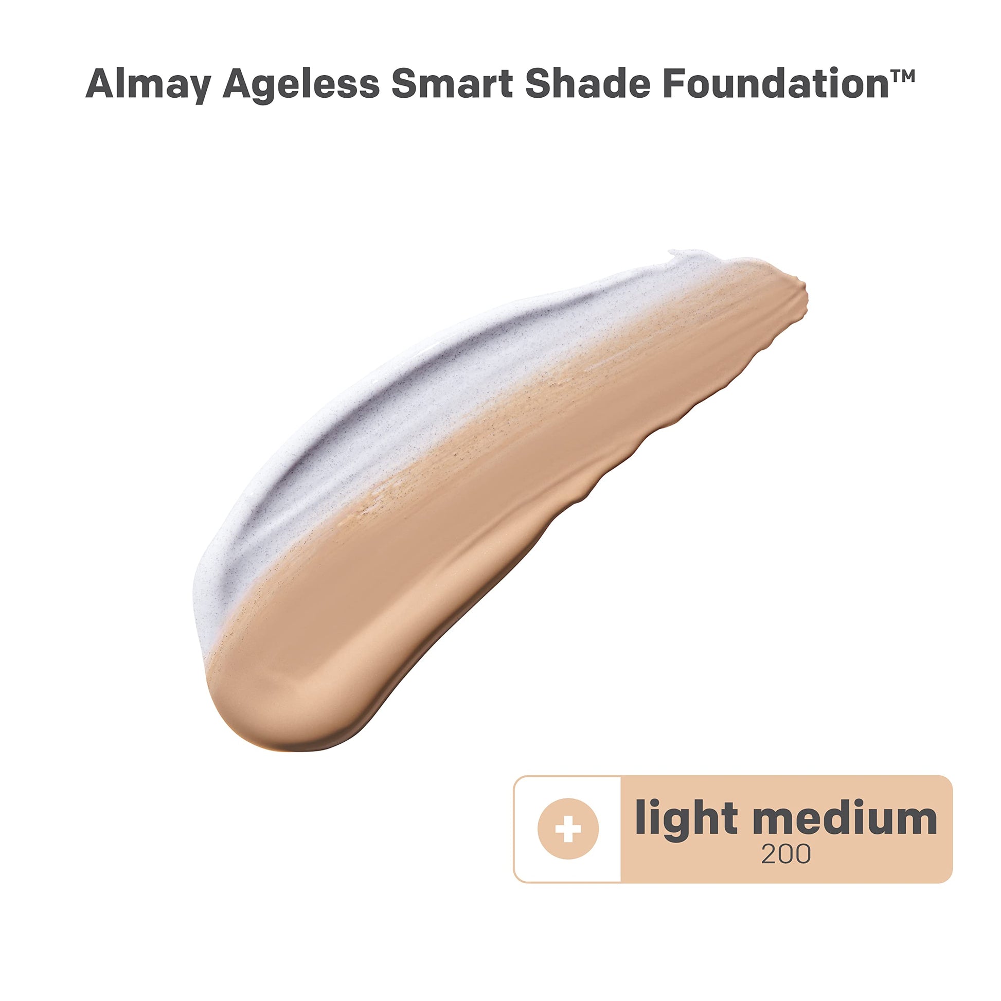 Base antienvejecimiento Almay Smart Shade Ageless con ácido hialurónico y vitaminas - 200 medianos ligeros - 1 oz. - Hipoalergénico y sin fragancia - Maquillaje inteligente para una piel radiante - ¡Compra online!