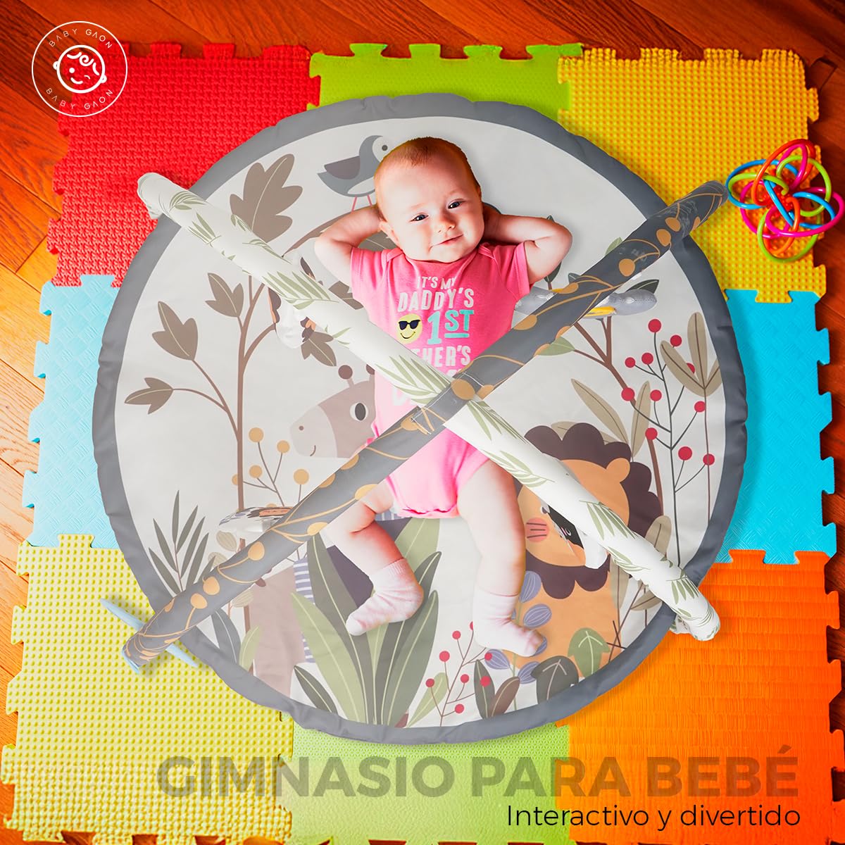 BABY GAON Gimnasio Didactico Estimulador para Bebe Juguetes Interactivos Y Musica (Gris)