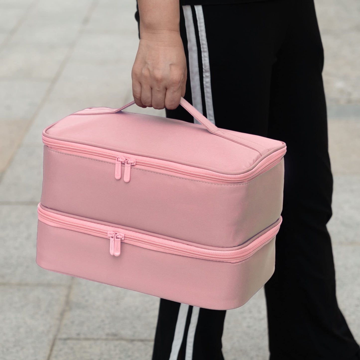 ButterFox - Estuche organizador de esmalte de uñas grande, se adapta a secador de lámpara de uñas y 40 – 50 botellas, kits de esmalte de uñas de gel, bolsa para suministros (rosa, M (40-50 ranuras)
