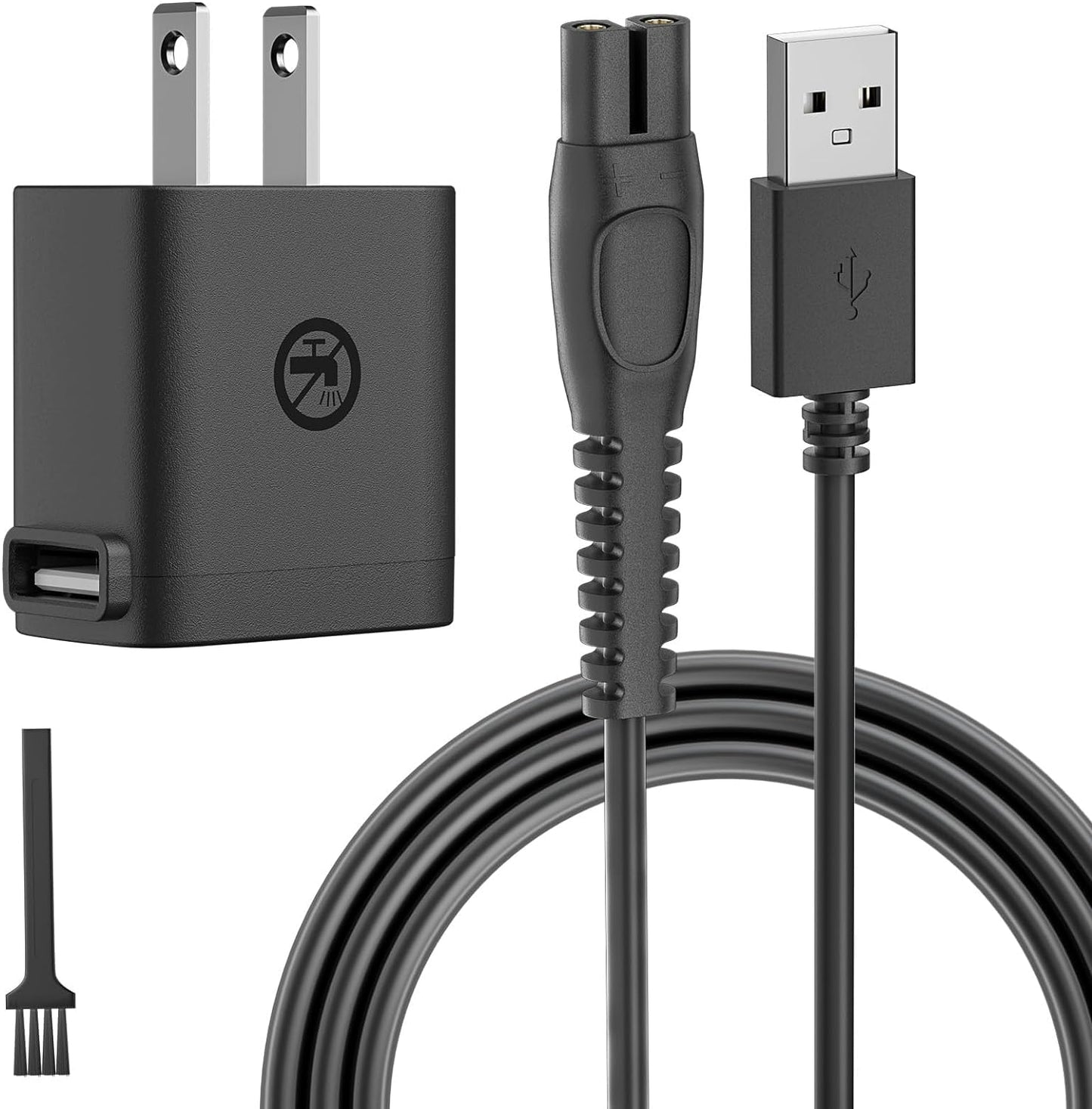 IBERLS Cargador para Philips Rasuradora Norelco OneBlade QP2724 QP2834 QP1924 MG5910 MG7910 MG9510 X3001 X5006, Cable de Carga Afeitadora Charger, Cepillo de Limpieza(5V)