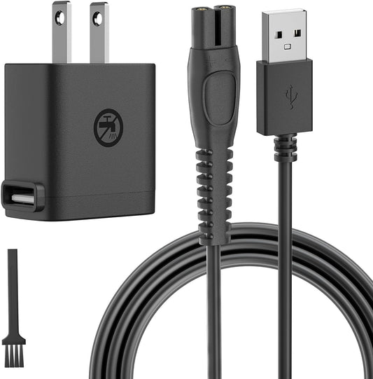 IBERLS Cargador para Philips Rasuradora Norelco OneBlade QP2724 QP2834 QP1924 MG5910 MG7910 MG9510 X3001 X5006, Cable de Carga Afeitadora Charger, Cepillo de Limpieza(5V)