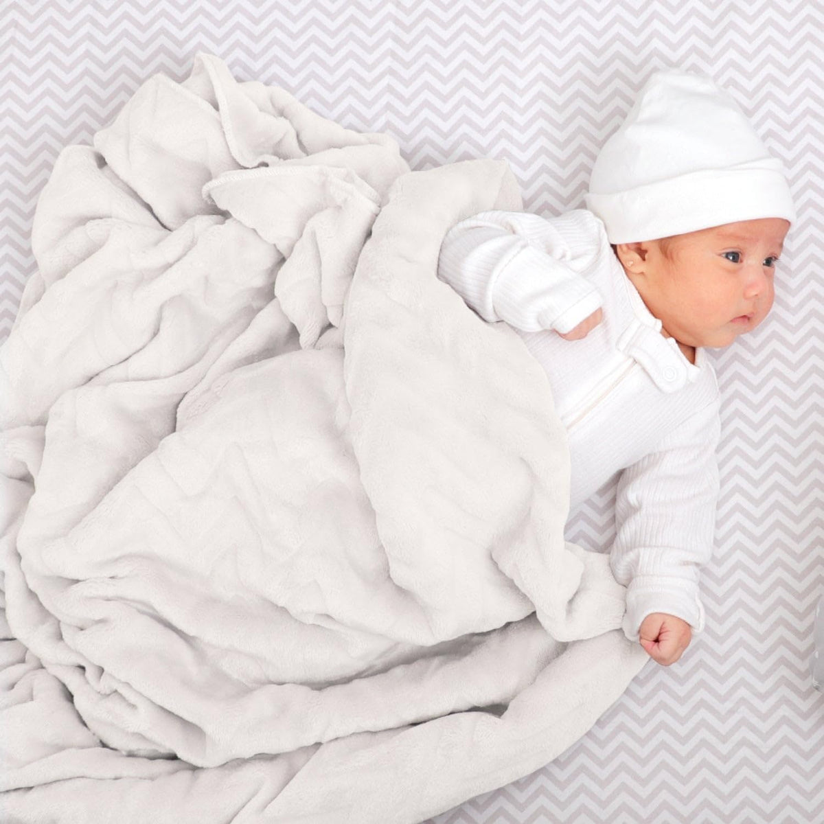 Nap Baby Cobijas para Bebé, Tipo Cobertor para Bebé | Frazadas Bebé Recién Nacido ó Toddler | Cobija 68x100 cm - Zig Zag Off-White