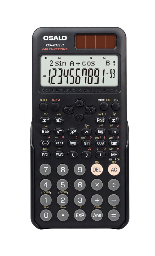 Calculadora científica 240 Funciones Pantalla de 2 líneas Calculadoras solares y de batería para Estudiantes universitarios de Secundaria (OS 82MS 2.ª edición)