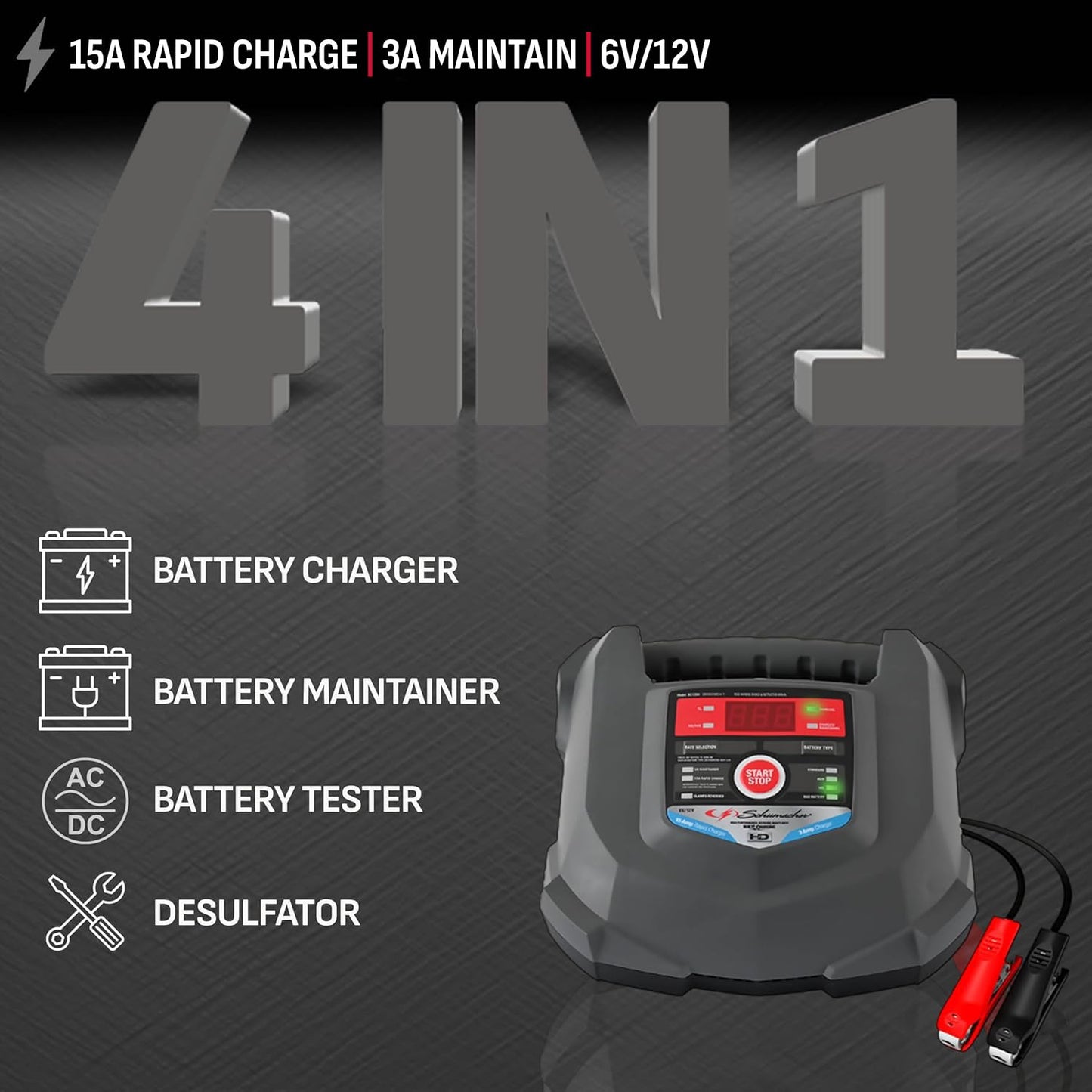 Schumacher SC1280 - Cargador rápido para automoción y baterías marinas (15 A)