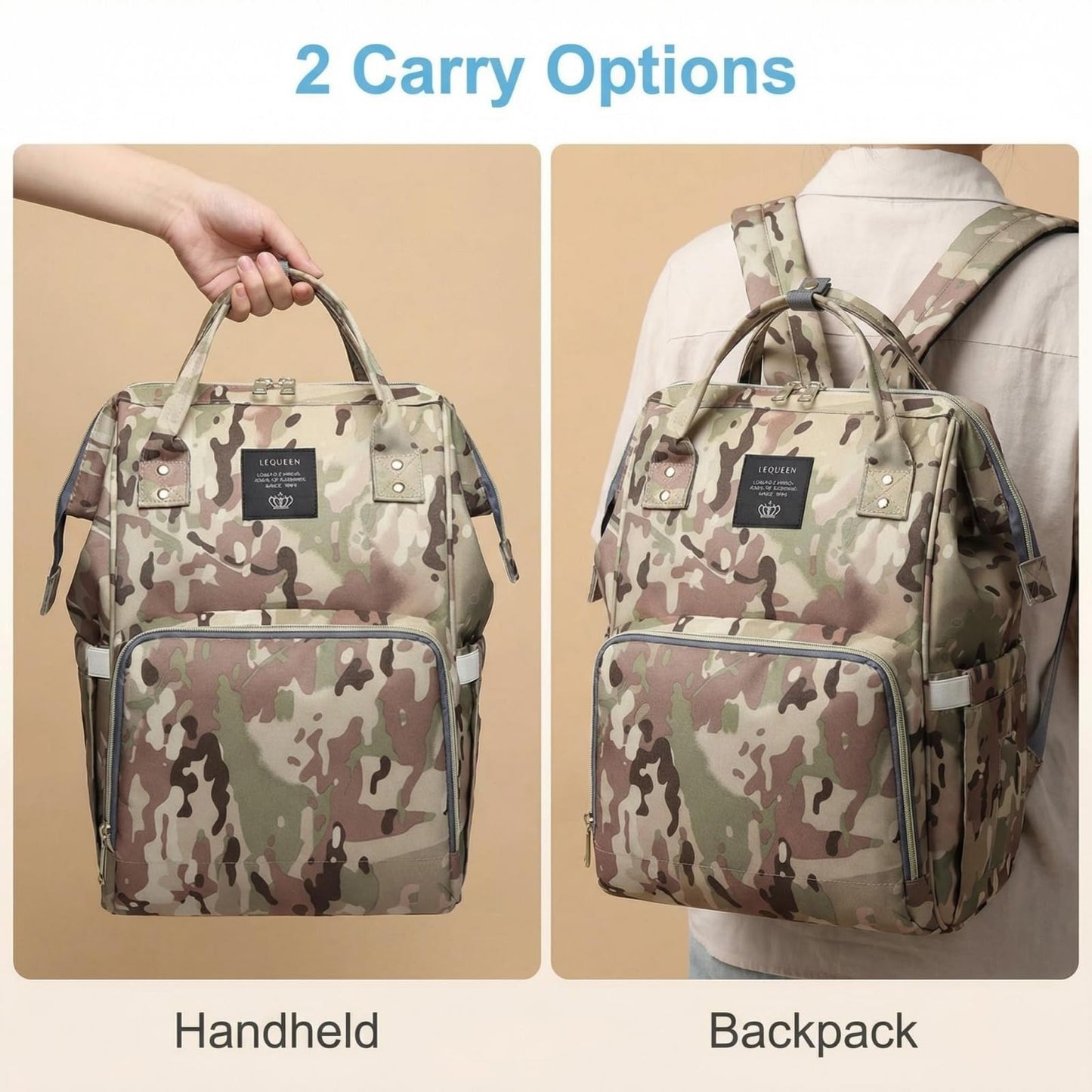 QIXINGHU Bolsa de Pañaleras Multifunción para el Cuidado del Bebé, Bolsas de Pañales Amplias y Abiertas de Gran Capacidad, Mochila de Viaje, Impermeable, Ligera, Tamaño (LWH): 10.26.715.7 cm