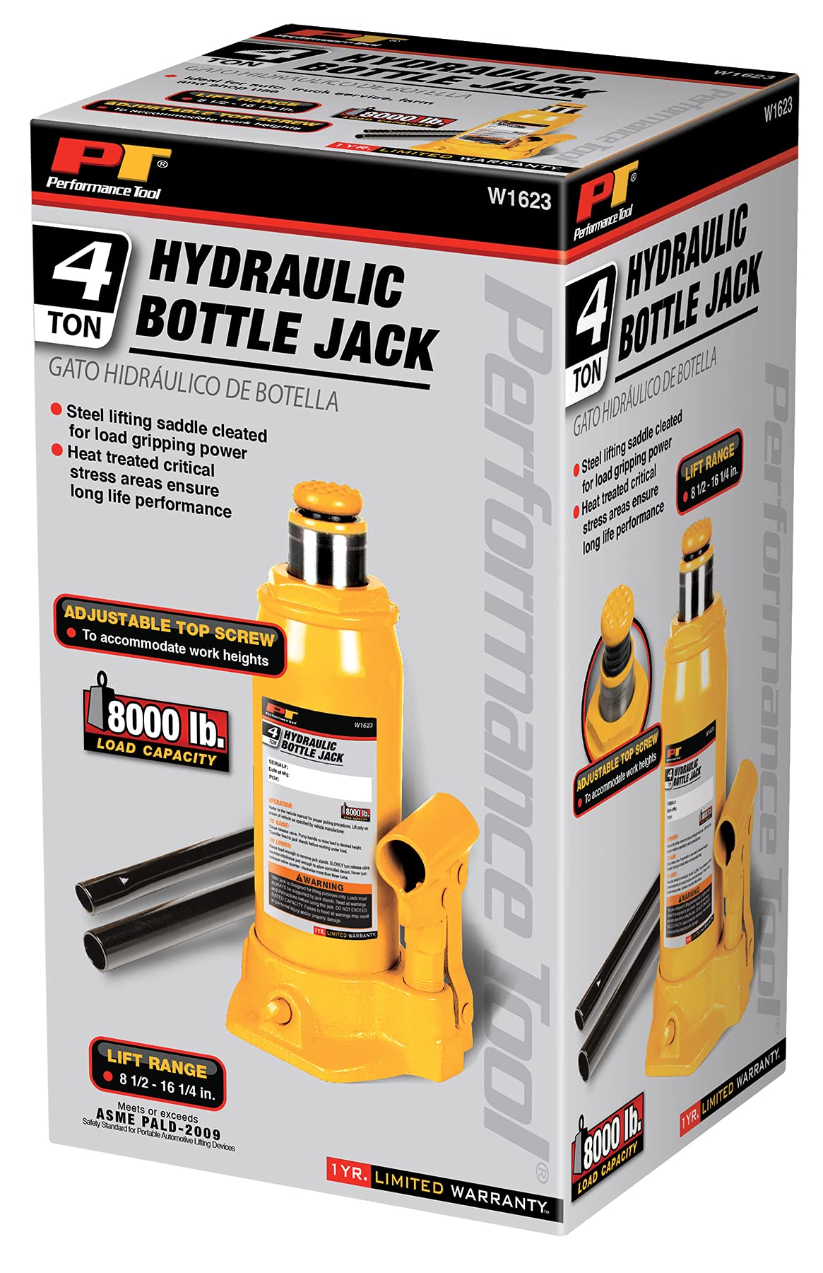 Performance Tool W1623 Gato hidráulico de alta resistencia de 4 toneladas (8 libras)