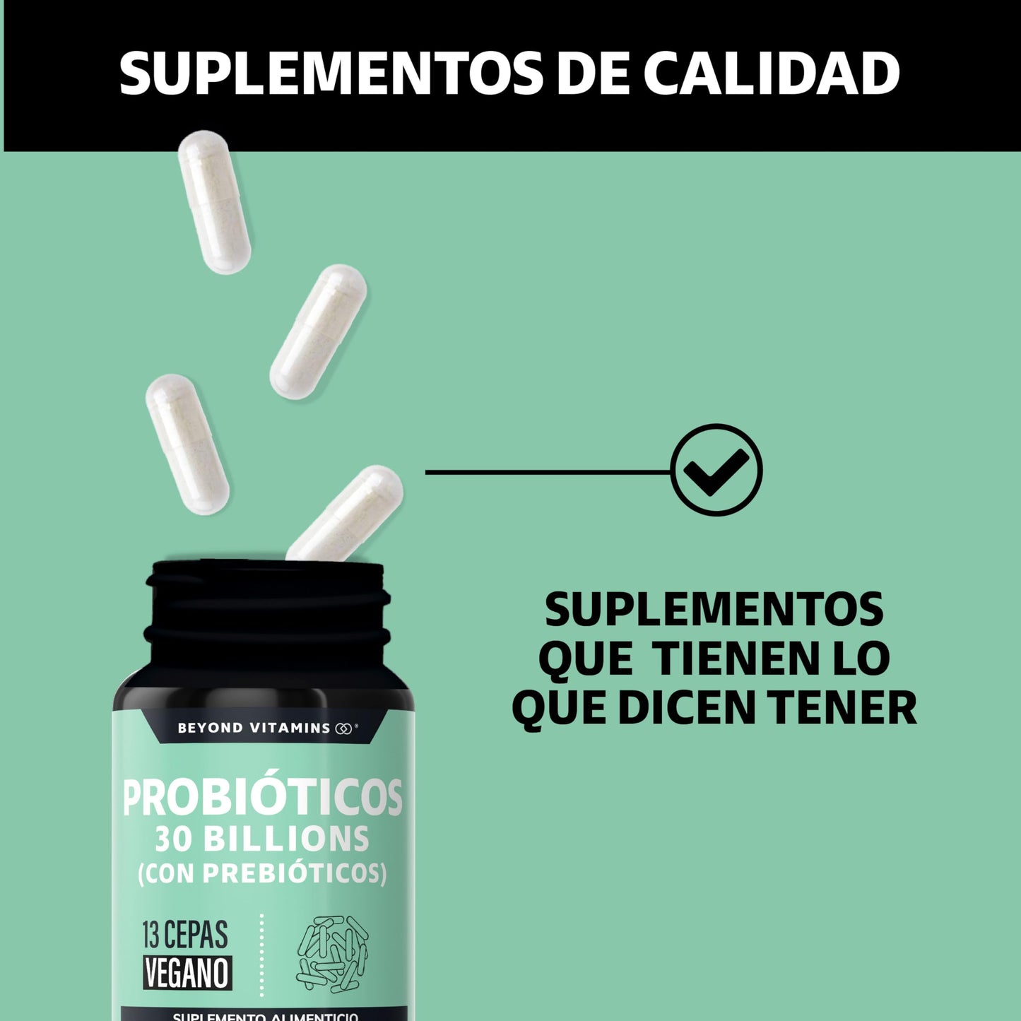 Probióticos Vegano 30 Billion UFC + Prebióticos e Inulina de Agave con Tecnología de Microencapsulación para Hombre y Mujer