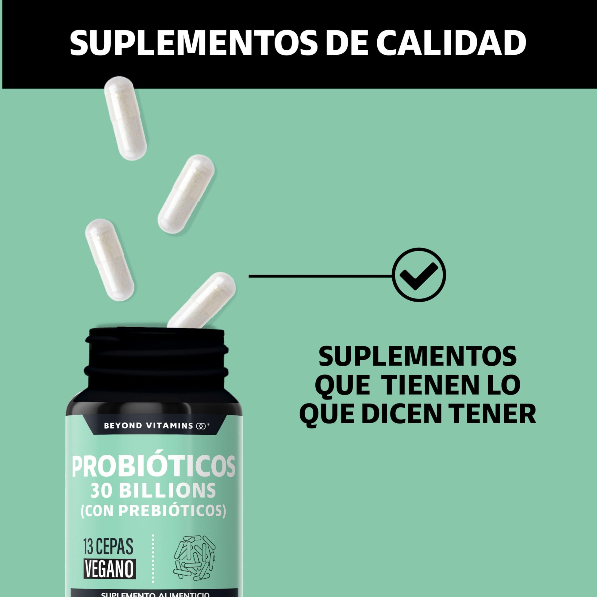 Probióticos Vegano 30 Billion UFC + Prebióticos e Inulina de Agave con Tecnología de Microencapsulación para Hombre y Mujer