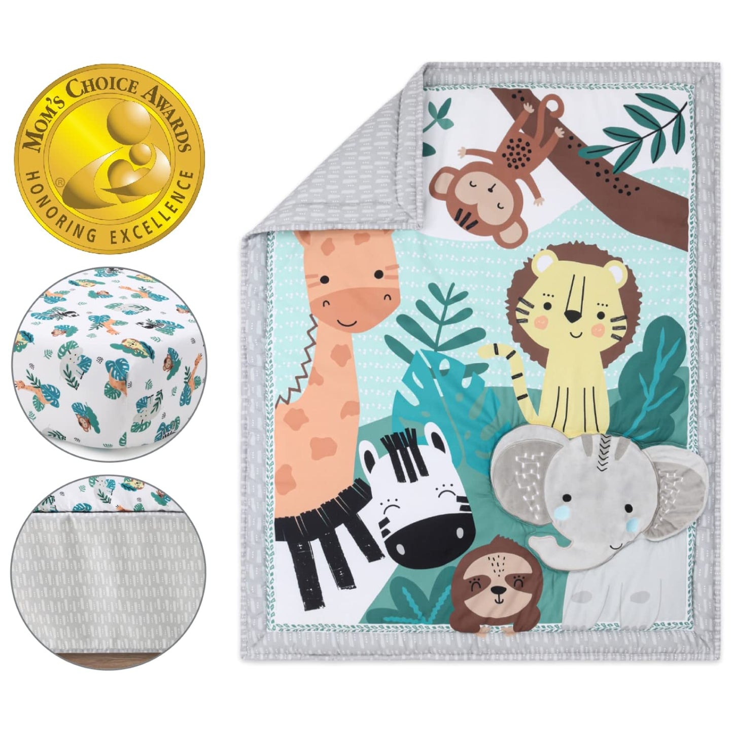 The Peanutshell - Juego de cama de 3 piezas para cuna de bebé para niños y niñas, juego de cama de bebé recién nacido, bebé y niño pequeño, decoración con sábana bajera para cuna, volantes contra el