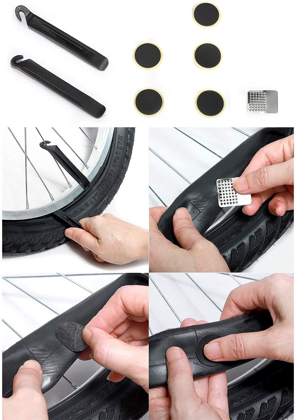 HHLC - Bomba de neumático de bicicleta, kit de herramientas de reparación de bicicleta, bolsa de sillín para bicicleta, parches, herramienta multifunción 11 en 1, palanca, alicates de enlace, falta para Road Mountain BMX, divisor de interruptor de cadena