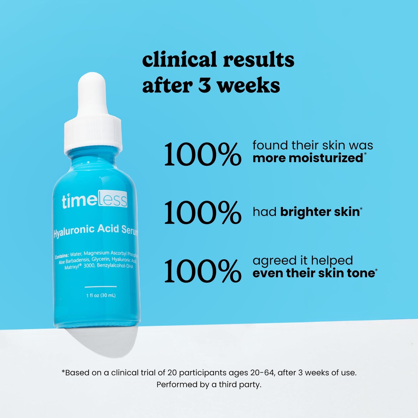 Suero Facial Timeless Skin Care Vitamina C Ácido Hialurónico Antioxidante e Hidratante