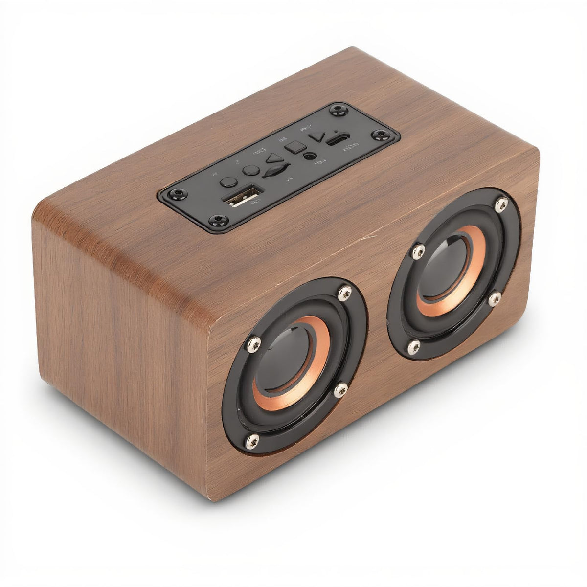 Altavoz Bluetooth Oumij Marrón con Subwoofer Estéreo y Radio FM para Música de Alta Fidelidad