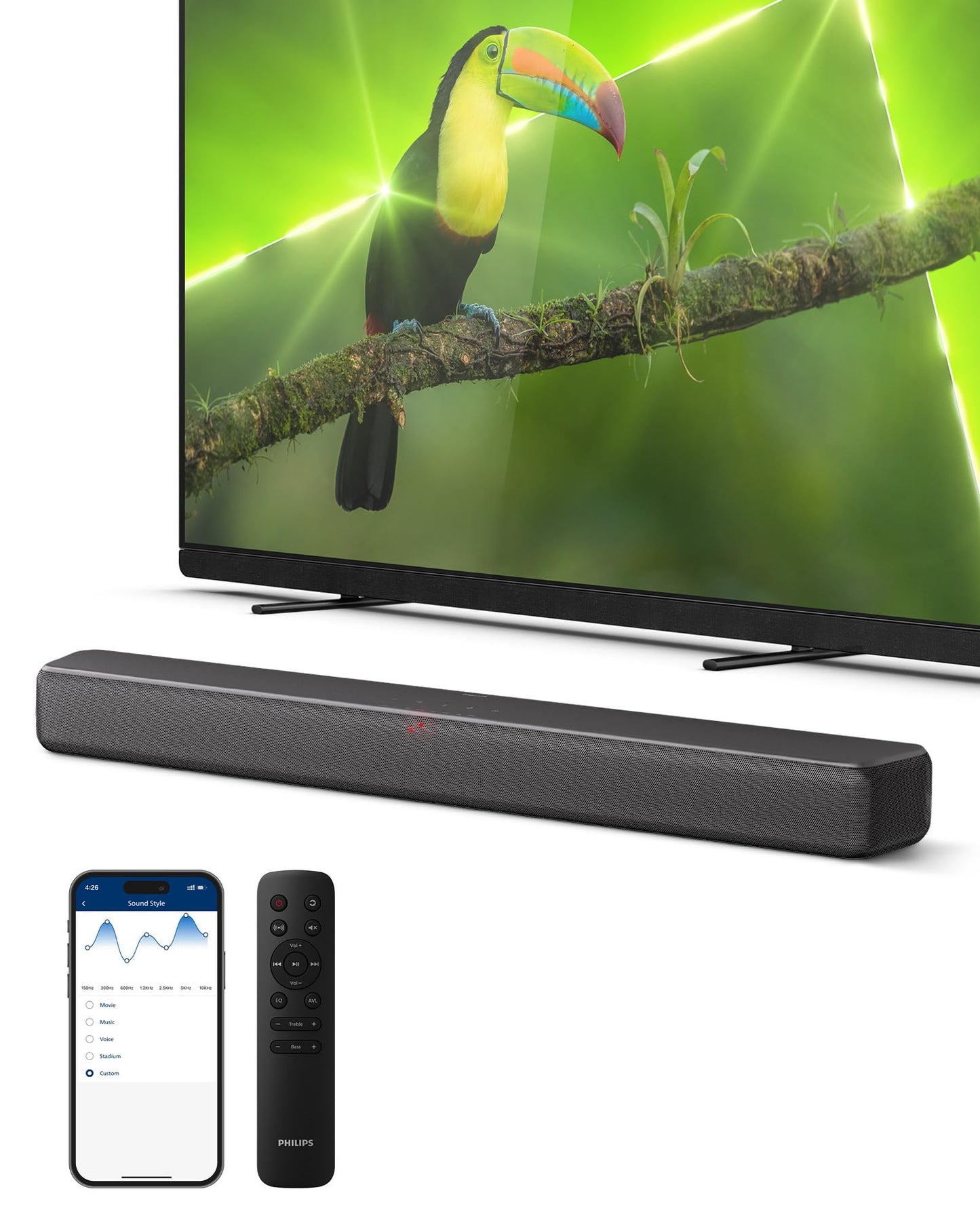 Philips Barra de Sonido Dolby Digital Plus de 2.0 Canales brindándote una Experiencia de Sonido 3D