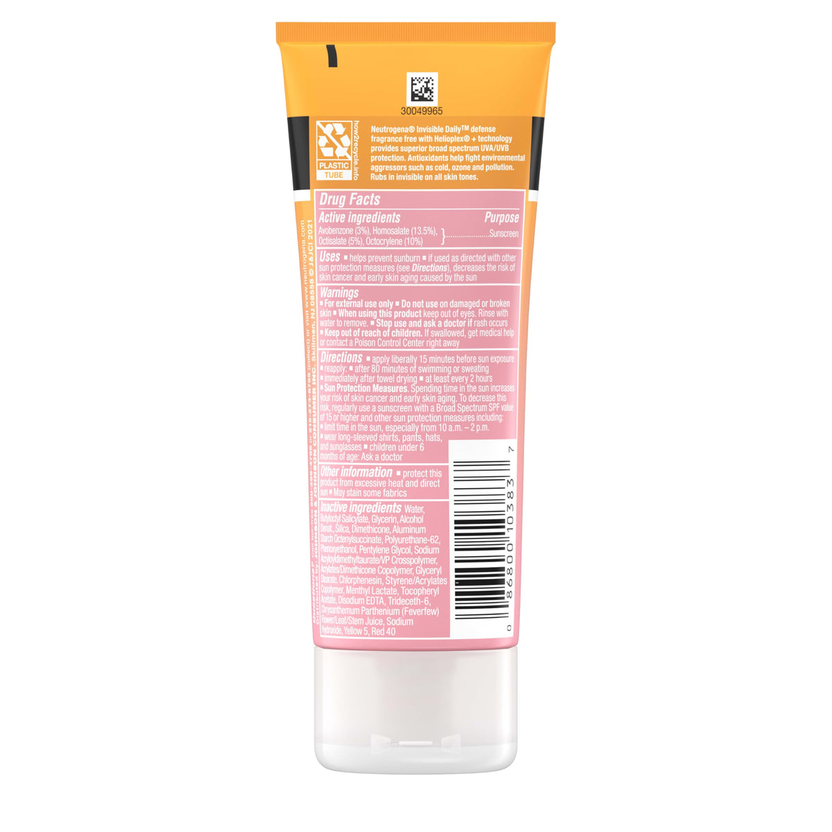 Neutrogena Invisible Daily Defense Protector Solar SPF 60+ 0086800103837