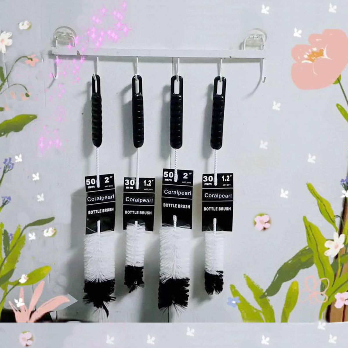 Coralpearl Juego de Cepillos de Limpieza para Botellas Mango Largo Delgado, Pequeño & Grande, Flexibles Escobilla Limpiador de Alambre para Limpiar Biberón, Manguera, Pajita, Tubería, Tubos (2)