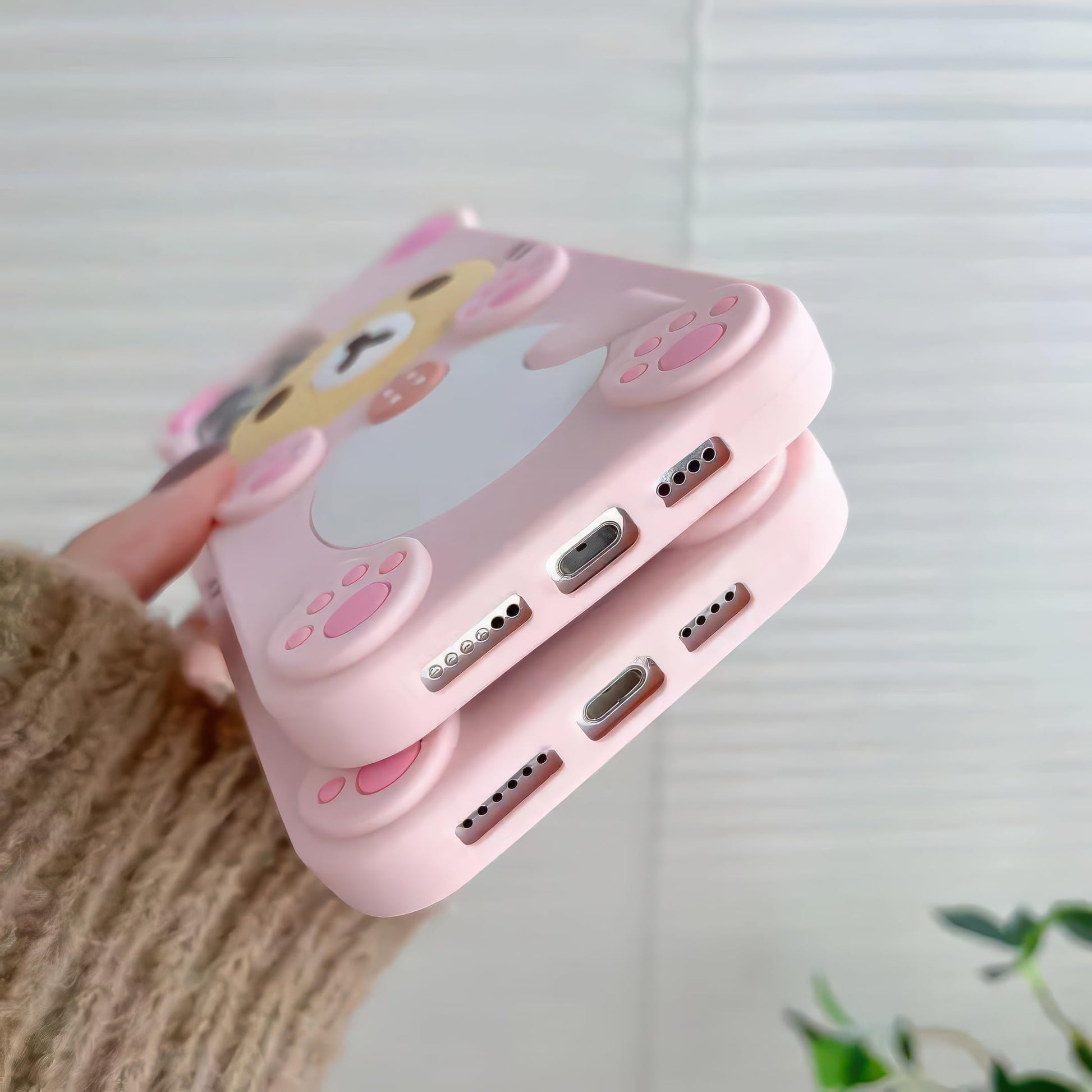 IAIYOXI - Funda 3D con diseño de oso de dibujos animados para iPhone SE 2022, de moda y elegante, divertido diseño de oso rosa, funda protectora de TPU suave, funda de silicona Kawaii para mujeres,