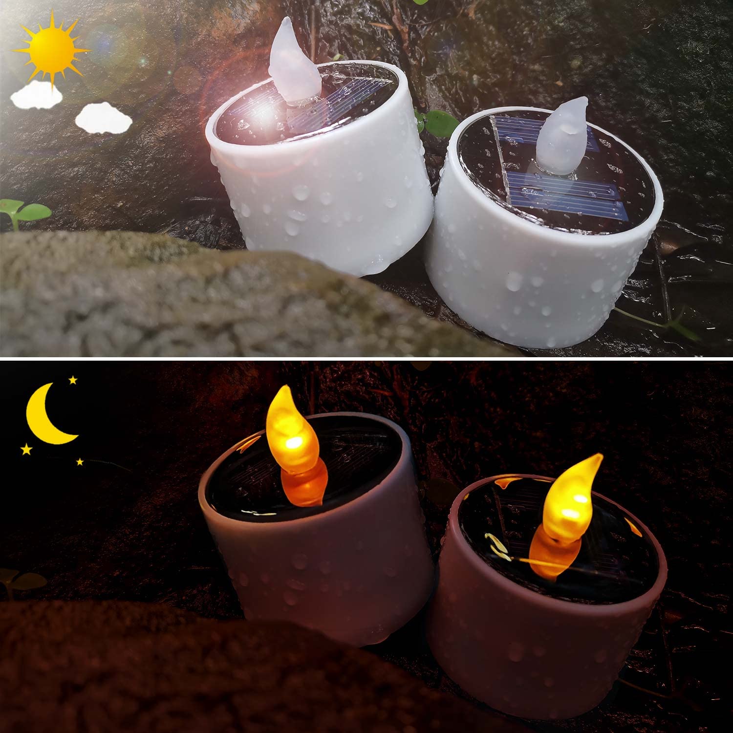Velas de Té SingTok Blancas Impermeables Recargables con Luz LED para Decoración de Jardín