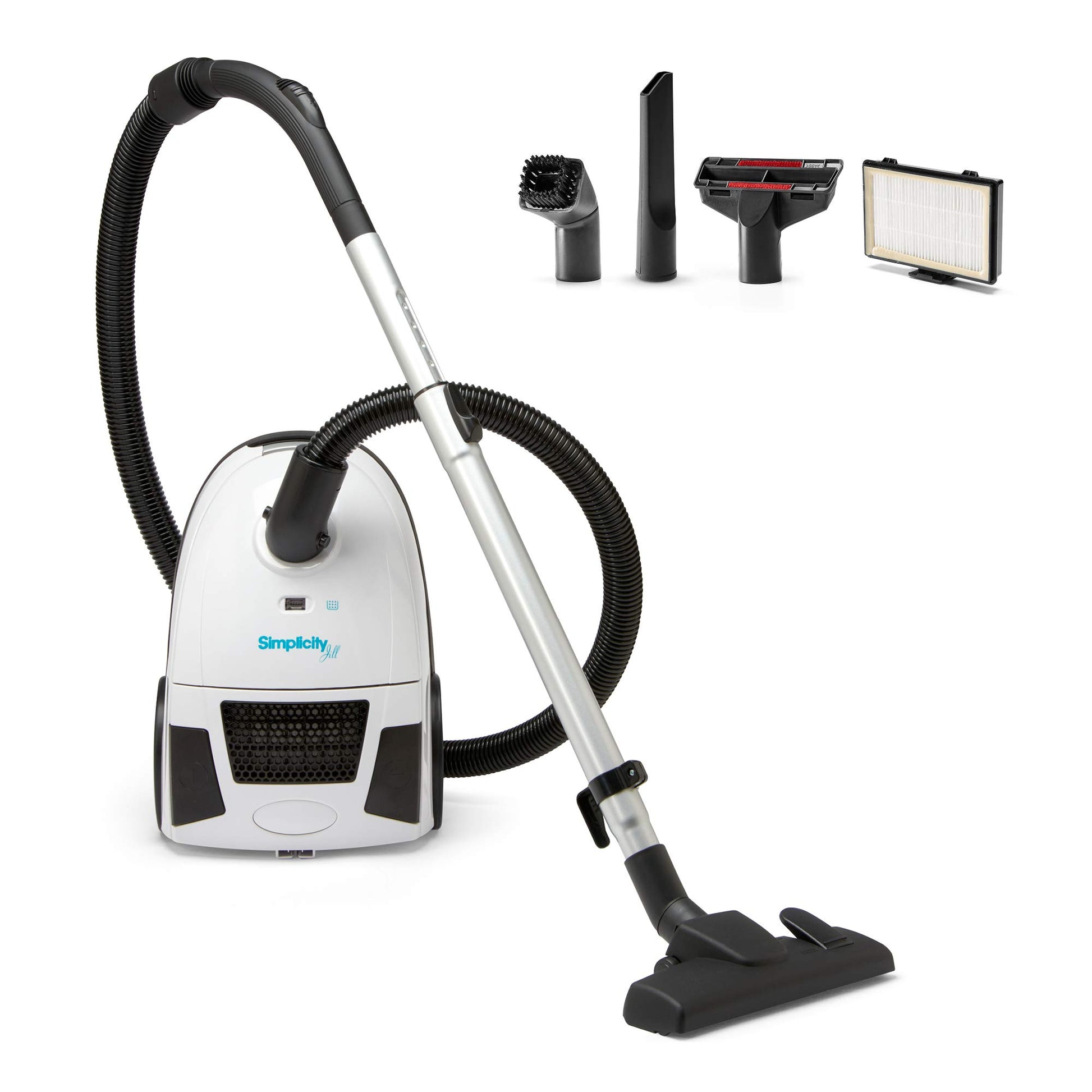 Aspiradora compacta Simplicity Jill para suelos de madera dura y alfombras, doble certificación de filtración hepa, en bolsa