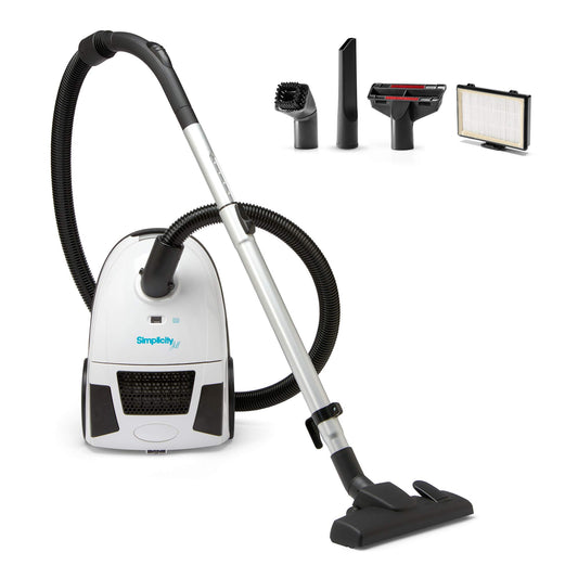 Aspiradora compacta Simplicity Jill para suelos de madera dura y alfombras, doble certificación de filtración hepa, en bolsa