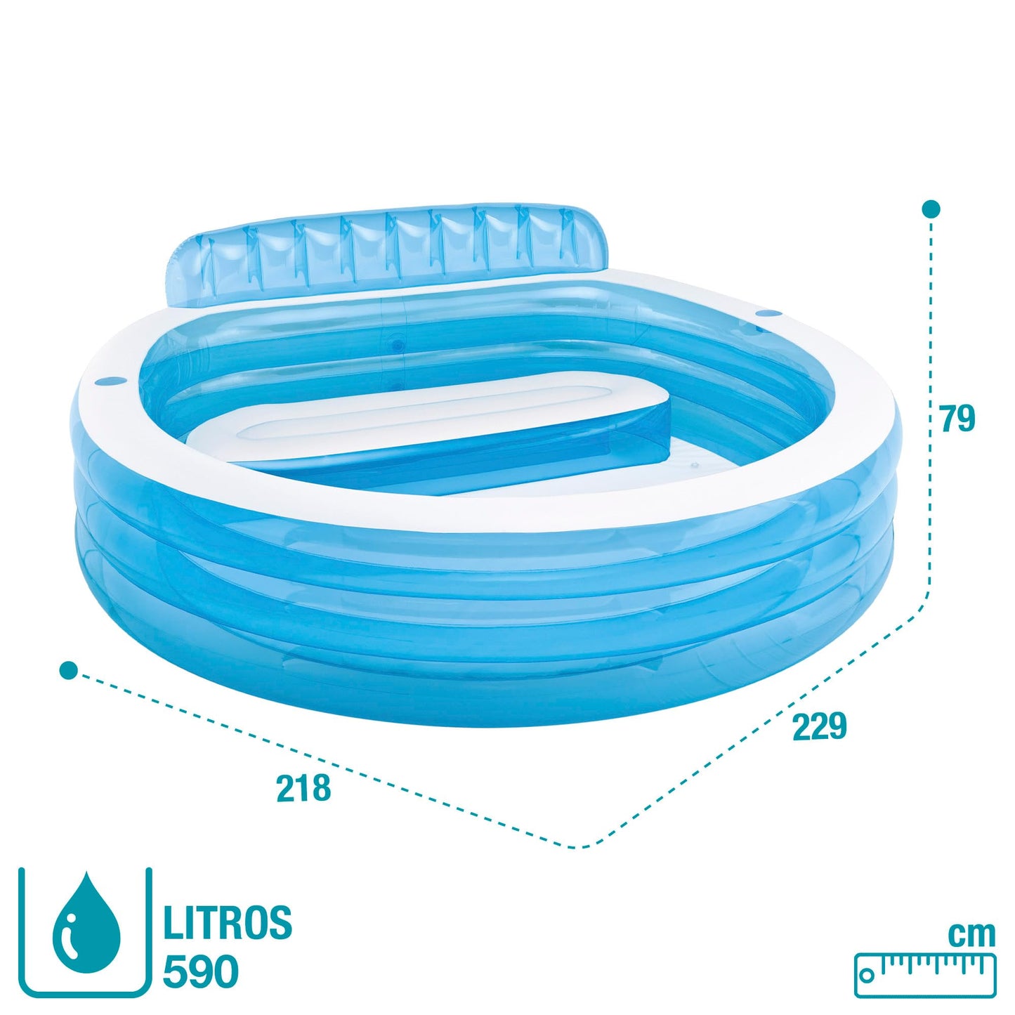 Intex 57190NP Alberca 57190NP Swim Centre, Piscinas Inflables Familiar, 88.2 x 85.0 x 29.9 Pulgadas