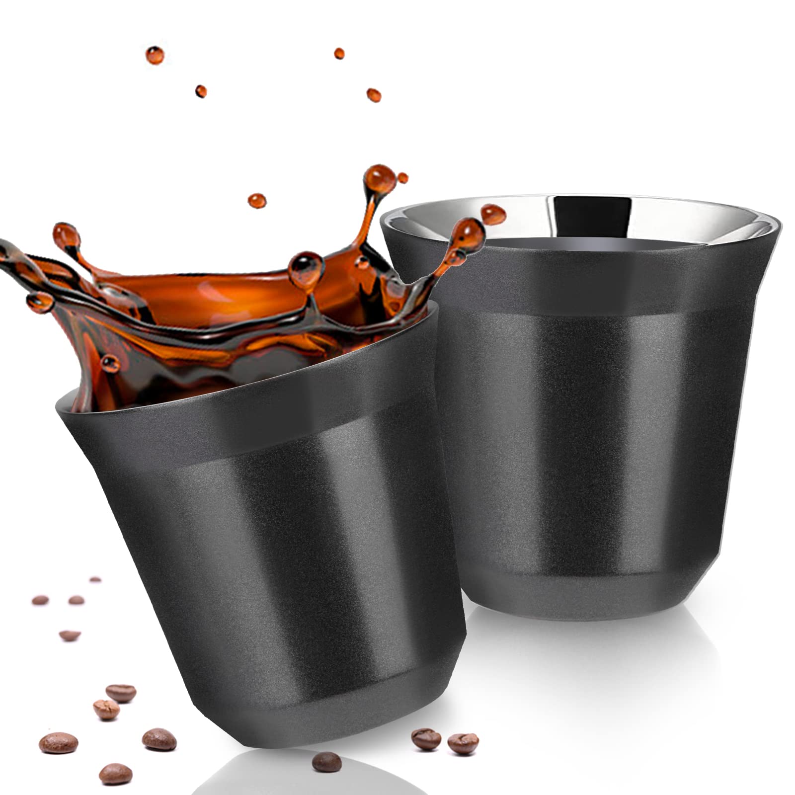Tazas de Espresso de Acero Inoxidable Aislantes 2 Piezas 2.7oz