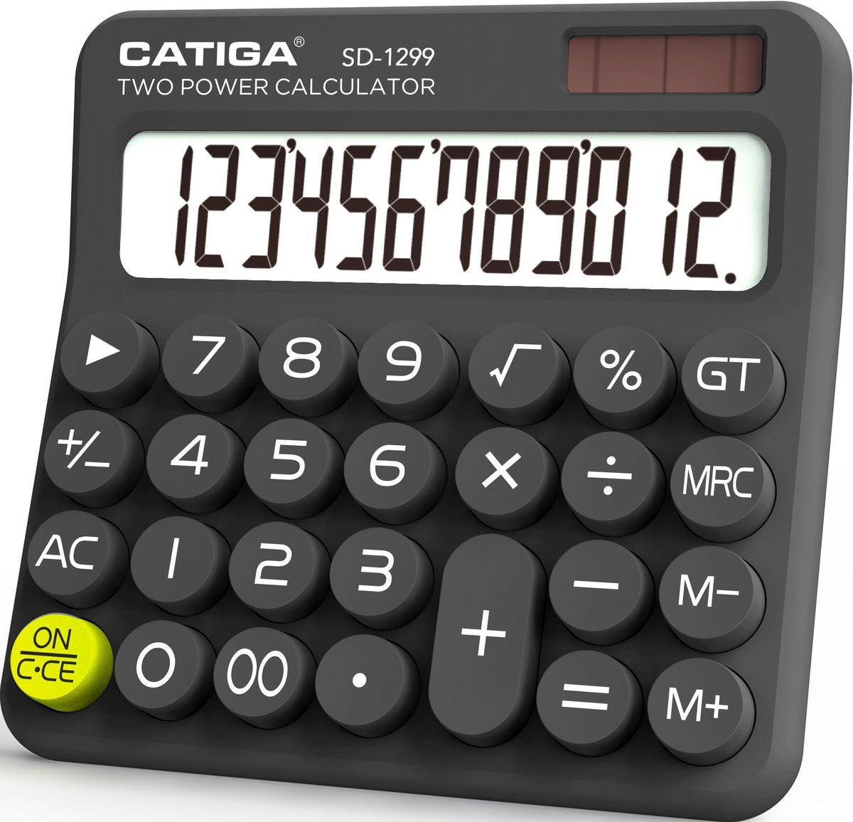 Calculadora CATIGA Negra Retro con Energía Solar y Batería