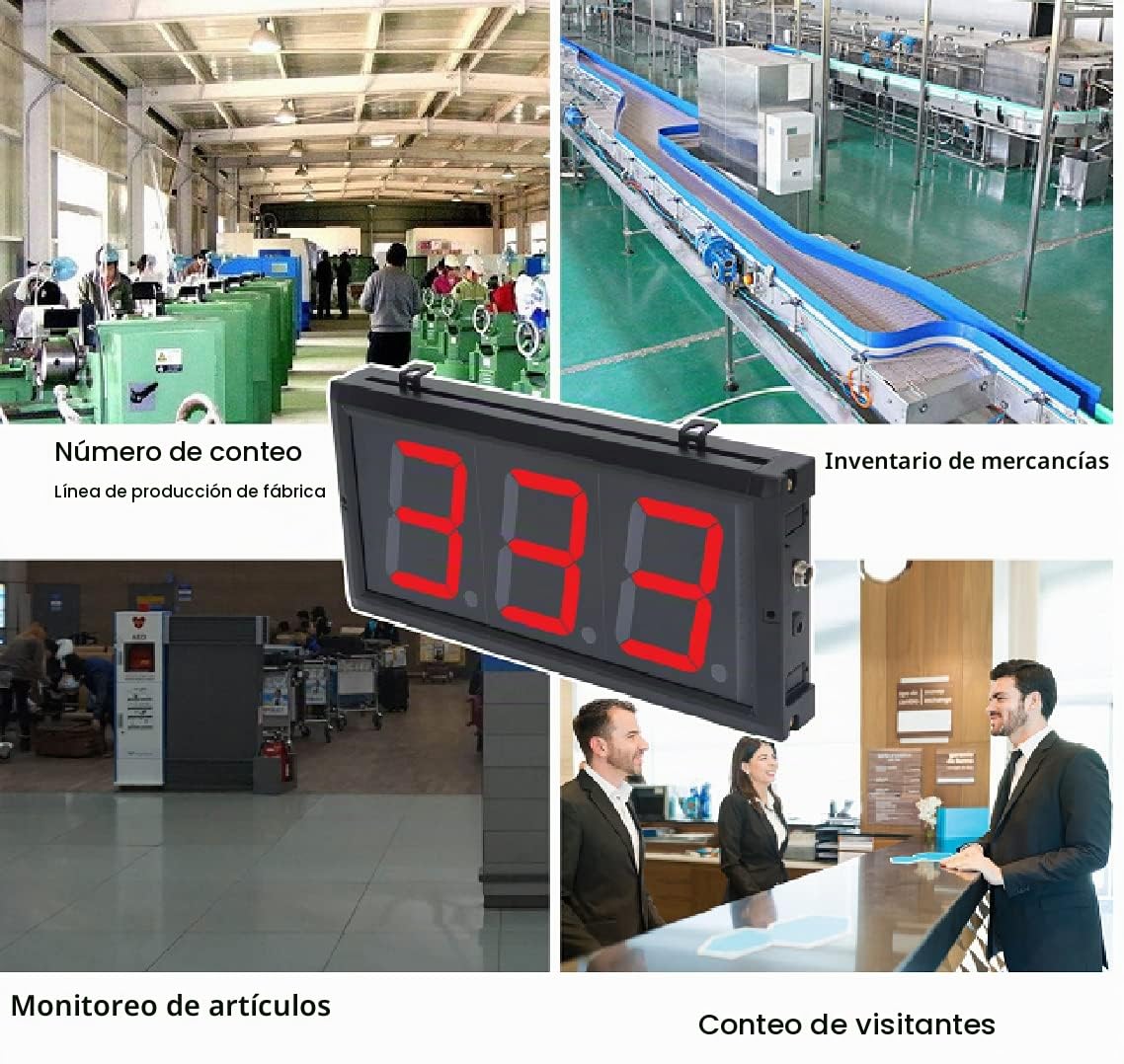 Contador LED BTBSIGN Rojo 4'' con Caja de Interruptores y Control Remoto 3 Dígitos