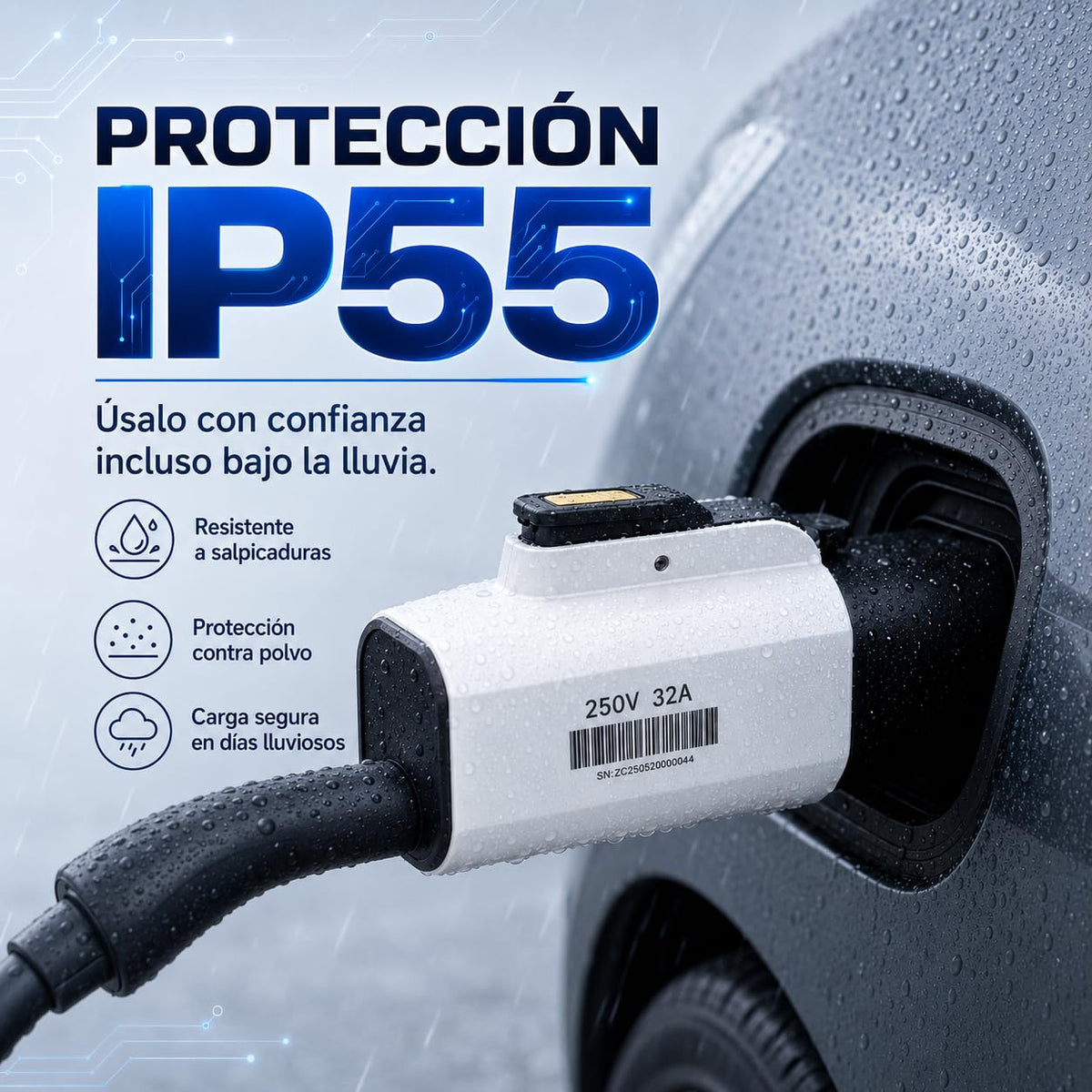 Adaptador de Carga AHFWGY Negro con Candado de Seguridad para Coches Eléctricos