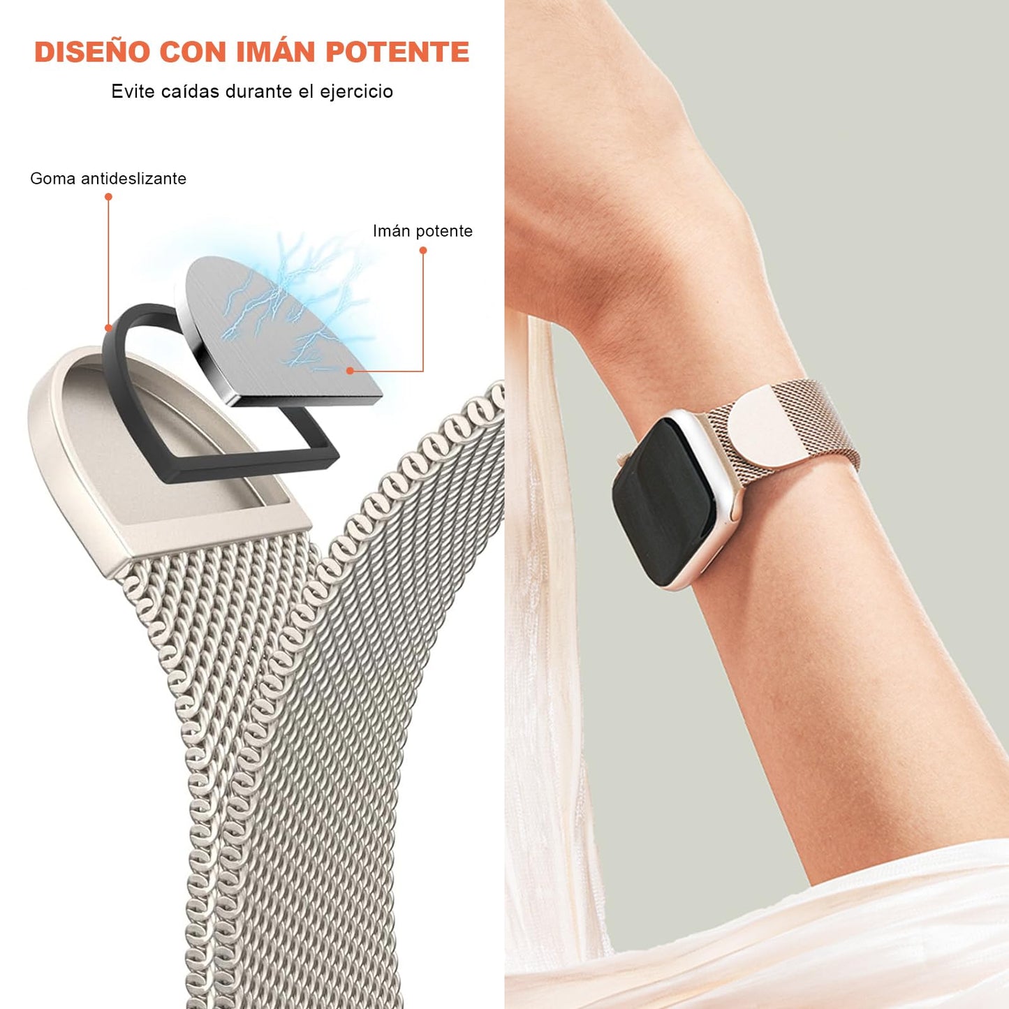 3pcs Magnética Correa Compatible con Apple Watch 42mm 41mm 40mm 38mm, Correa para Apple Watch de malla de Acero Inoxidable, Acero Inoxidable Milanese Loop para iWatch Ultra 2/1 Series 10 9 8 7 6 5 4 3 2 1 SE