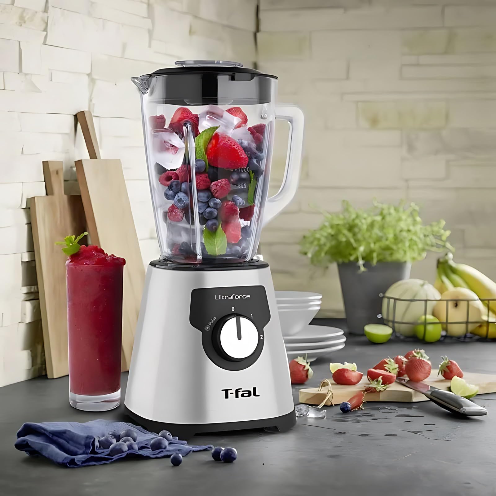 Licuadora T-Fal Ultraforce 2 Velocidades Vaso de Vidrio LN322DMX Acero Inox