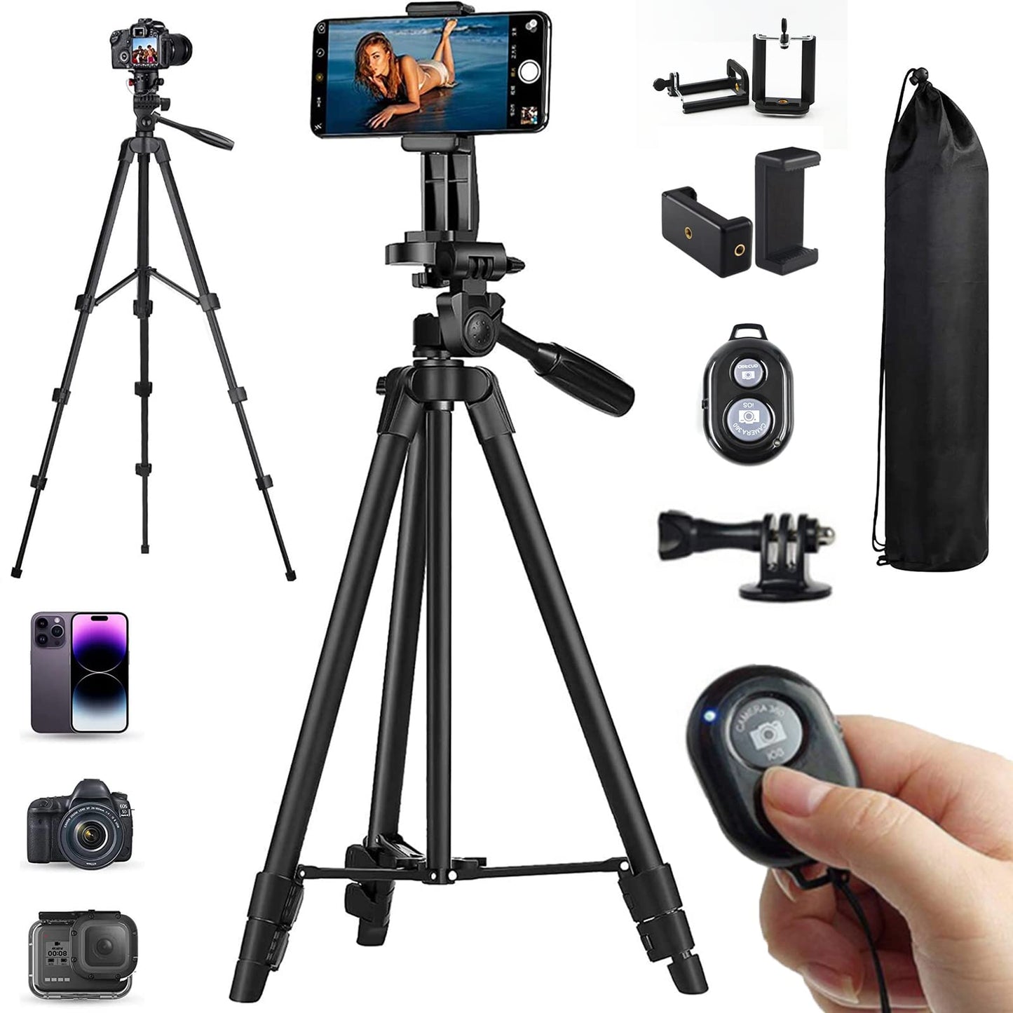 Tripie Estabilizador Celular 106cm con Obturador Remoto Bluetooth y Bolsa de Transporte