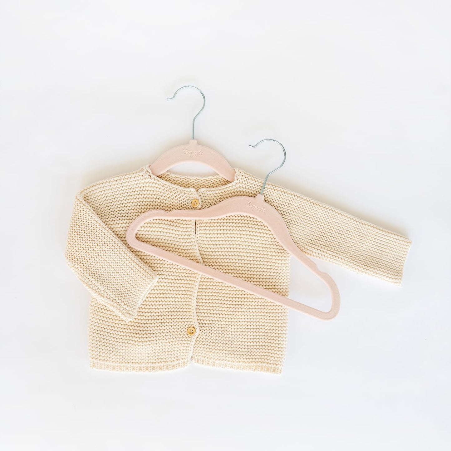 3 Sprouts 30 Perchas de Terciopelo para Bebé y Niños Pequeños - Antideslizantes, Perchas Delgadas para Ropa de Bebé, Color Avellana