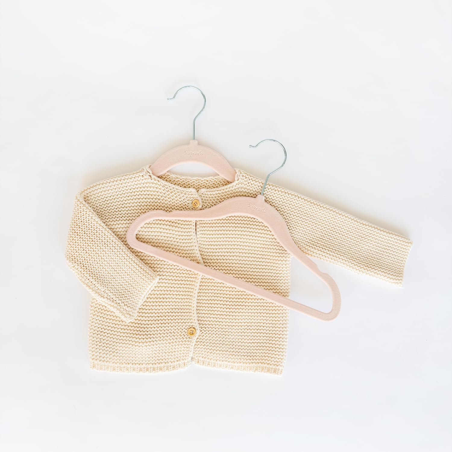 3 Sprouts 30 Perchas de Terciopelo para Bebé y Niños Pequeños - Antideslizantes, Perchas Delgadas para Ropa de Bebé, Color Avellana