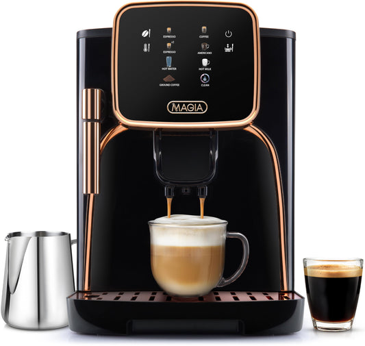 Máquina de Café Espresso Zulay Kitchen Negra con Pantalla Táctil y Molinillo Automático