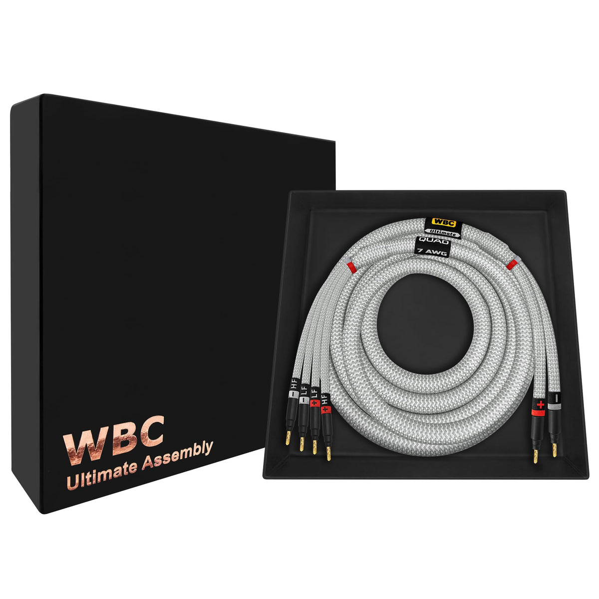 Cable de Altavoz Worlds Best Cables 8 Pies Plateado Bi-Cableado de Alta Fidelidad con Enchufes Eminence Gold Plátano